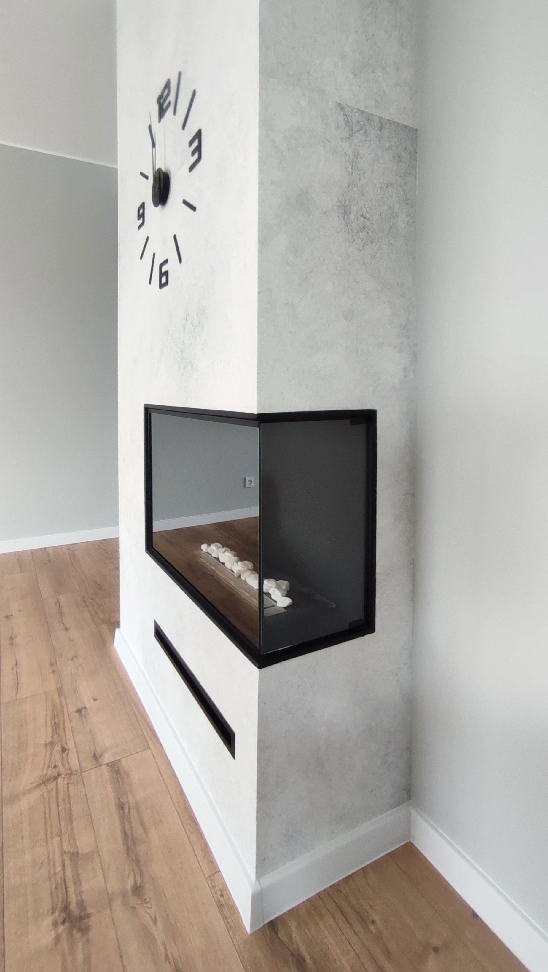Einbau Eckkamin Rechts 80x50x30 Ethanolkamin Bioethanol Wandkamin Dekokamin