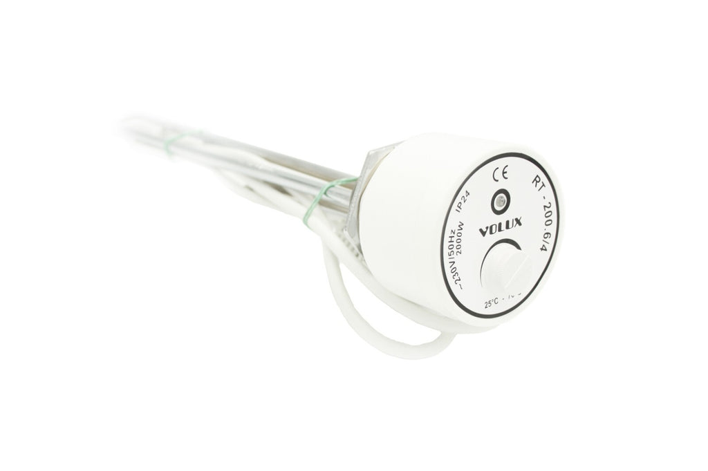 Campo24 Elektro-Heizstab 1500-3000W – Heizpatrone für Boiler, Warmwasserspeicher & Pufferspeicher, Temperaturregelung 25-70°C, IP44, Kupfer-Heizelement, Elektronischer Thermostat