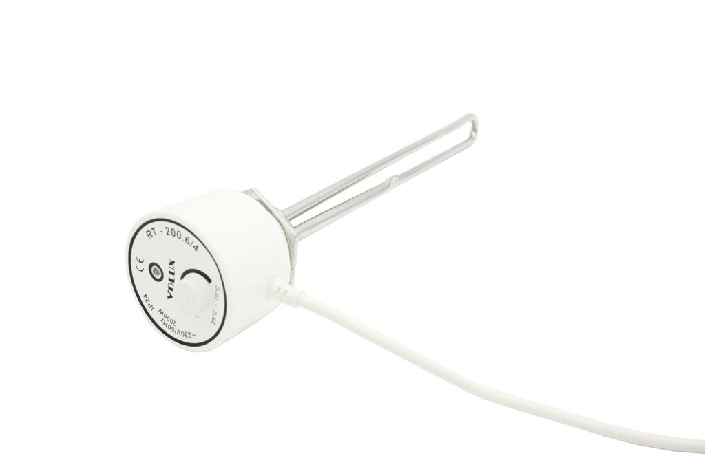 Campo24 Elektro-Heizstab 1500-3000W – Heizpatrone für Boiler, Warmwasserspeicher & Pufferspeicher, Temperaturregelung 25-70°C, IP44, Kupfer-Heizelement, Elektronischer Thermostat