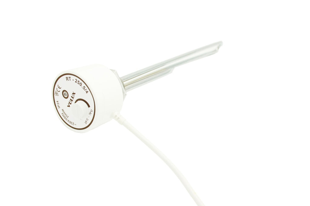 Campo24 Elektro-Heizstab 1500-3000W – Heizpatrone für Boiler, Warmwasserspeicher & Pufferspeicher, Temperaturregelung 25-70°C, IP44, Kupfer-Heizelement, Elektronischer Thermostat