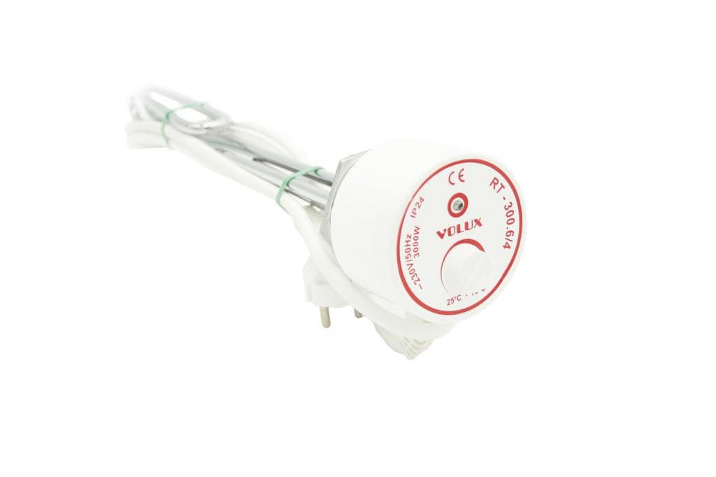 Campo24 Elektro-Heizstab 1500-3000W – Heizpatrone für Boiler, Warmwasserspeicher & Pufferspeicher, Temperaturregelung 25-70°C, IP44, Kupfer-Heizelement, Elektronischer Thermostat