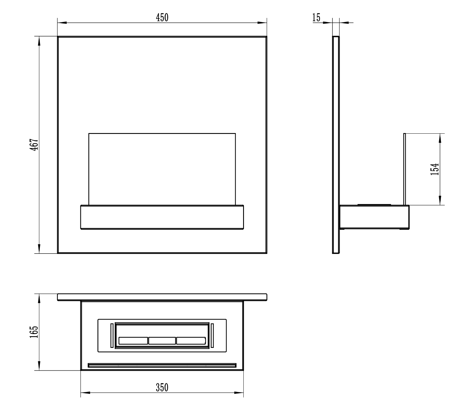 Campo24 Gel- und Wand - Ethanol - Kamin 45cm Board schwarz