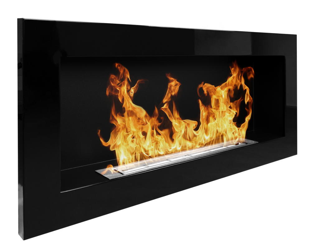 Gel- & Wand-Ethanol - Kamin 90 cm schwarz hochglanz Gelkamin Ethanolkamin