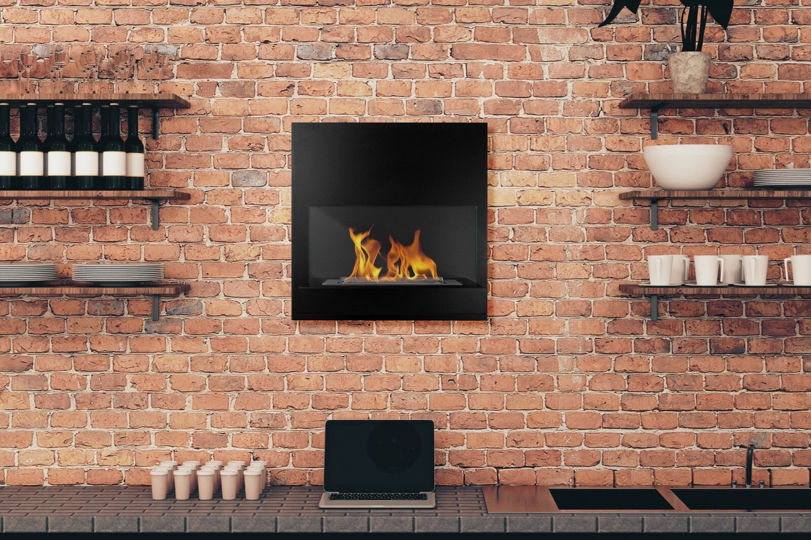 Gel- und Wand - Ethanol - Kamin 65-90cm Gelkamin Ethanolkamin