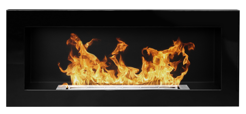 Gel- & Wand-Ethanol - Kamin 90 cm schwarz hochglanz Gelkamin Ethanolkamin