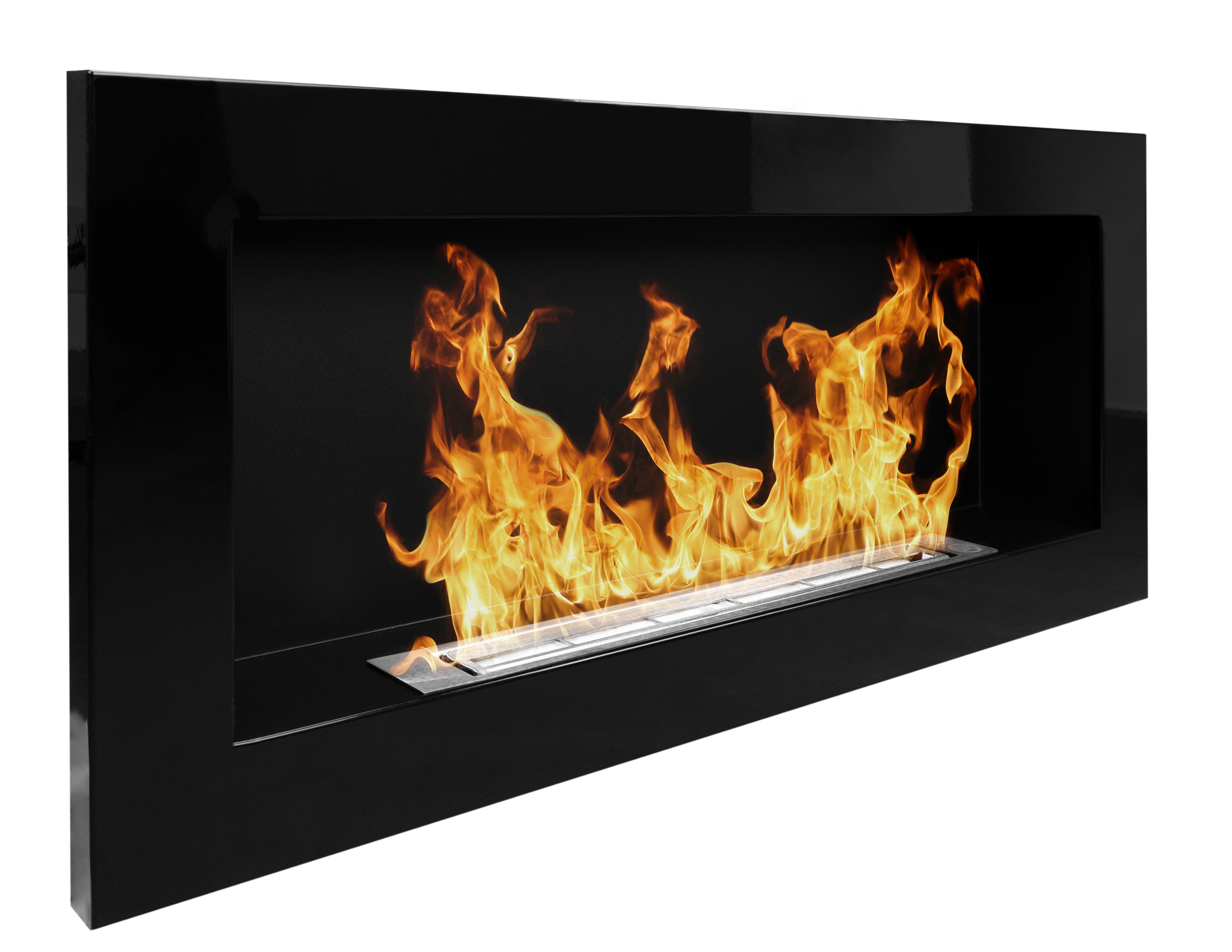 Campo24 - Gel and wall ethanol fireplace, black high gloss, 90 cm