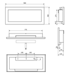 Campo24 - Gel and wall ethanol fireplace, black high gloss, 90 cm