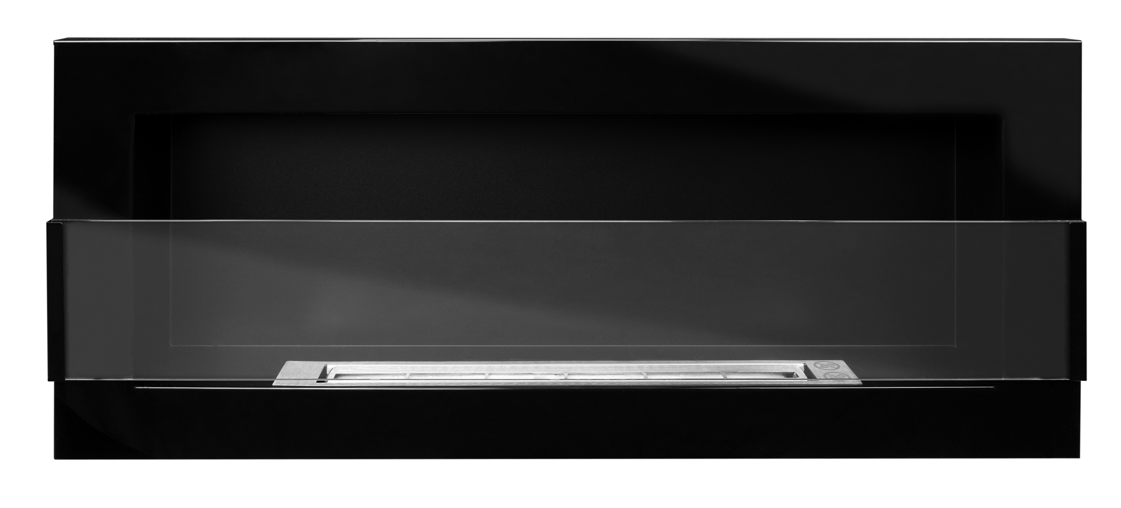 Campo24 - Gel &amp; Wall Ethanol Fireplace with Safety Glass - Gel Fireplace Ethanol Fireplace - Black High Gloss - 90cm