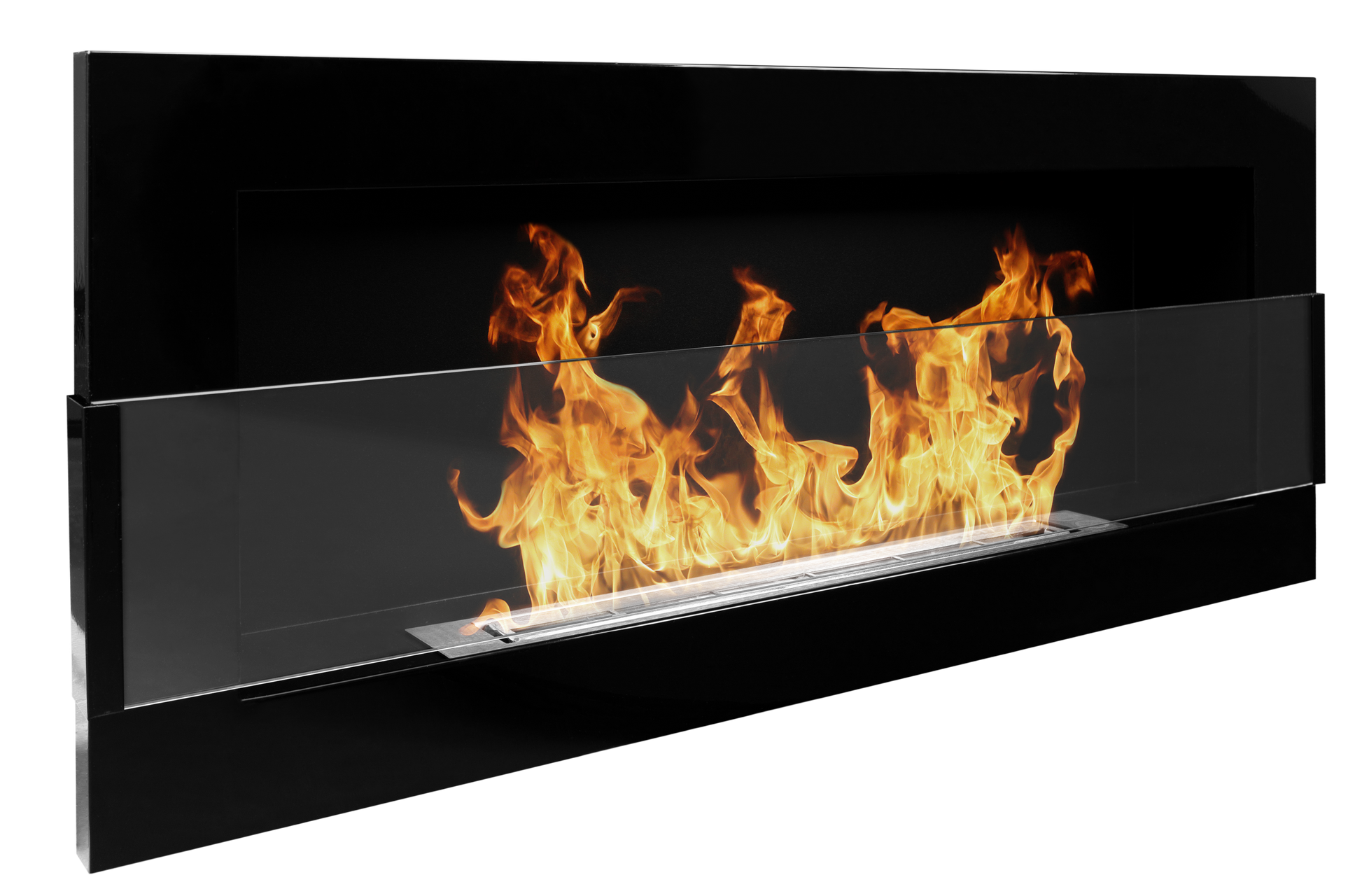 Campo24 - Gel- & Wand-Ethanol - Kamin mit Sicherheitsglas - Gelkamin Ethanolkamin - Schwarz Hochglanz - 90cm