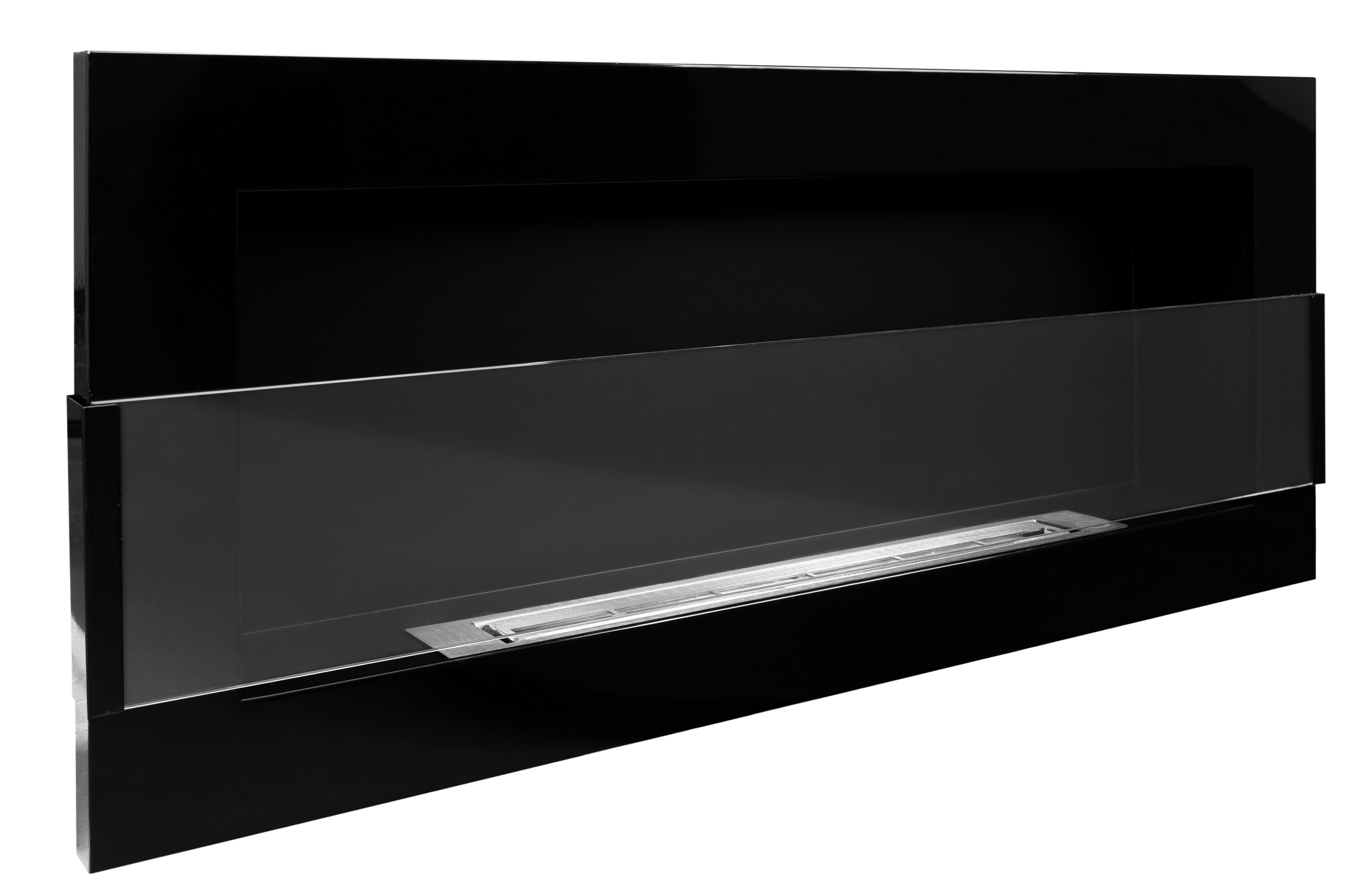 Campo24 - Gel &amp; Wall Ethanol Fireplace with Safety Glass - Gel Fireplace Ethanol Fireplace - Black High Gloss - 90cm