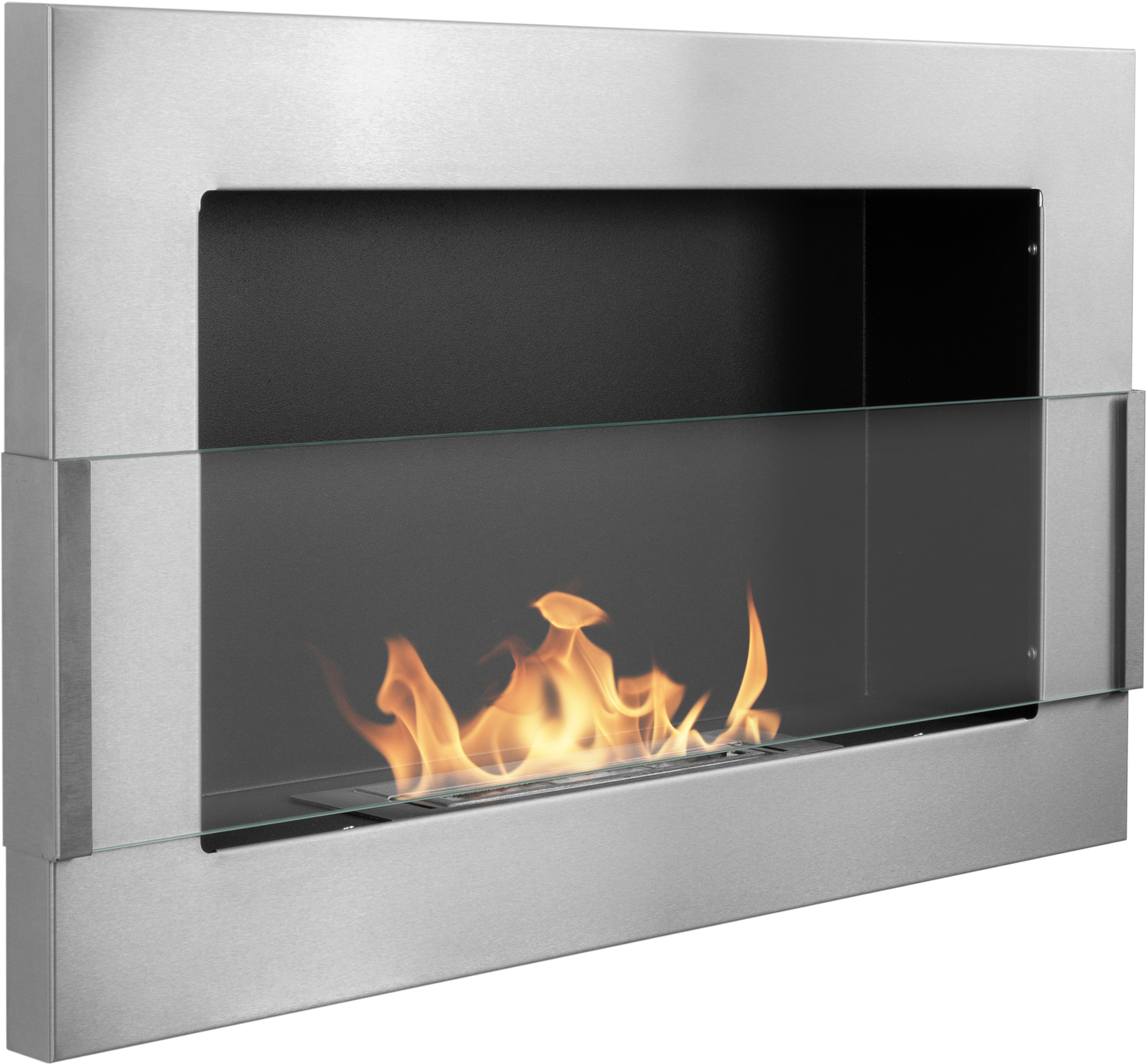 Campo24 Gel- und Wand - Ethanol - Kamin mit Sicherheitsglas, Edelstahl, 65cm