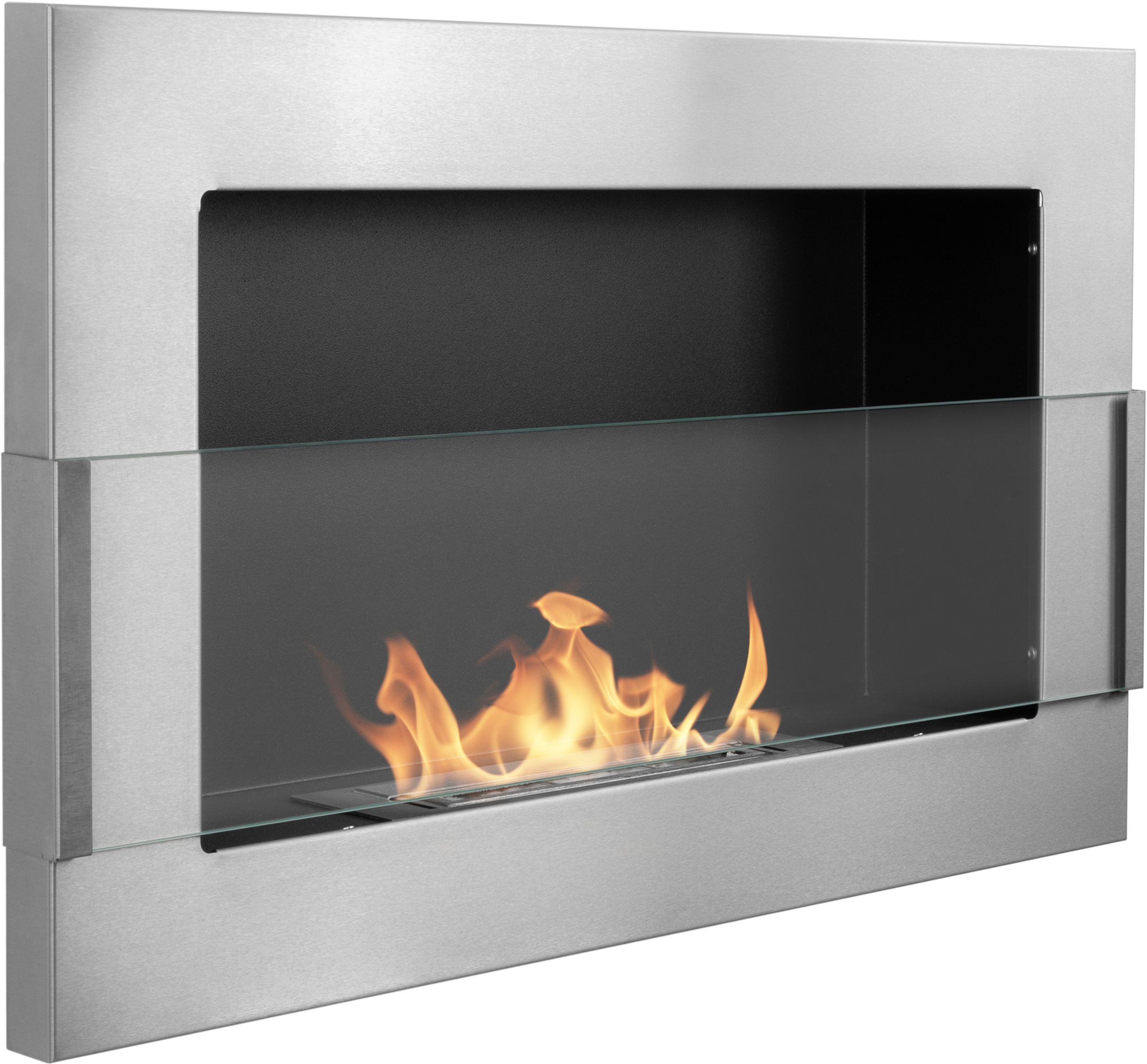 Campo24 gel and wall ethanol fireplace with safety glass, stainless steel, 65cm