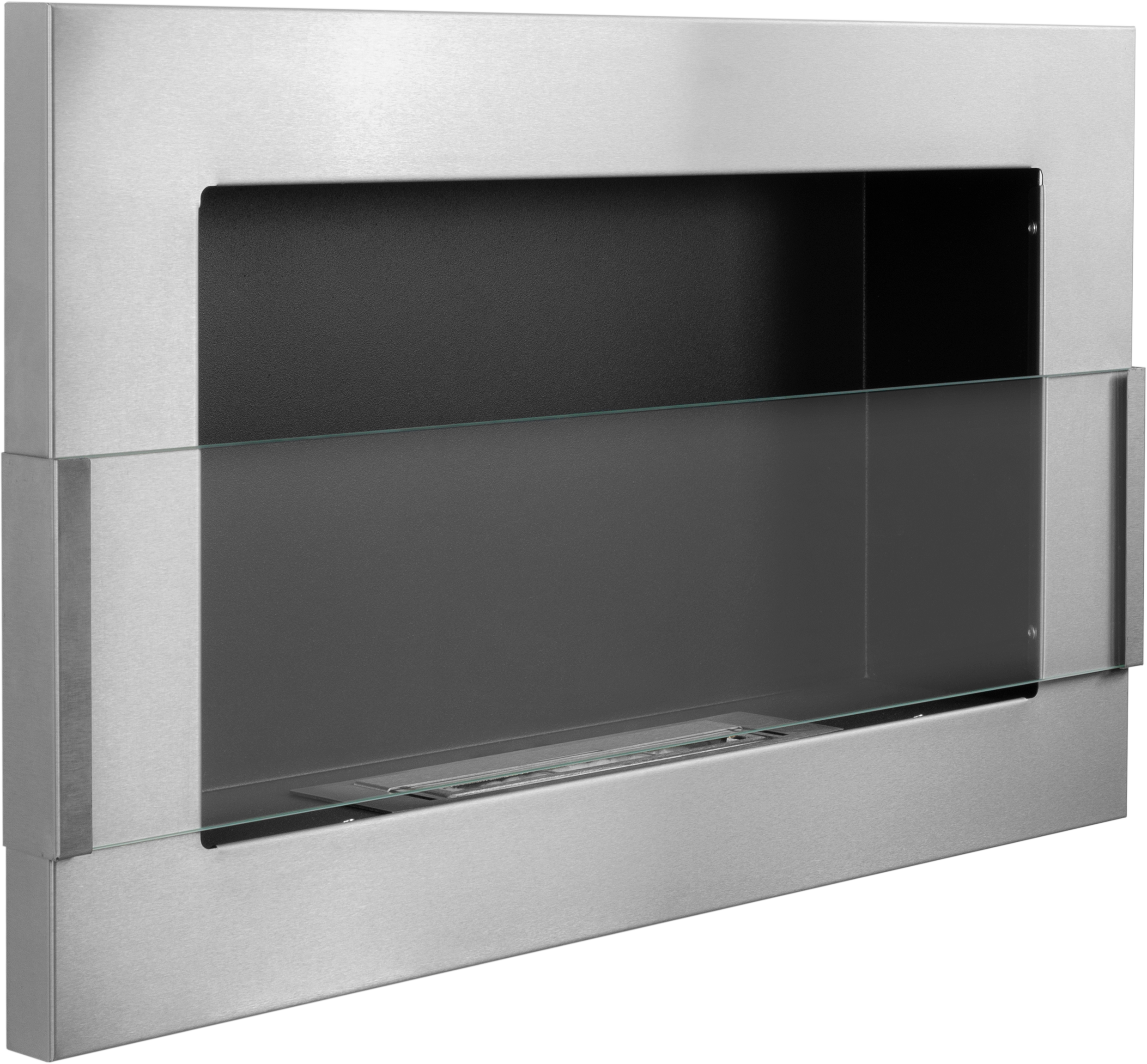 Campo24 gel and wall ethanol fireplace with safety glass, stainless steel, 65cm