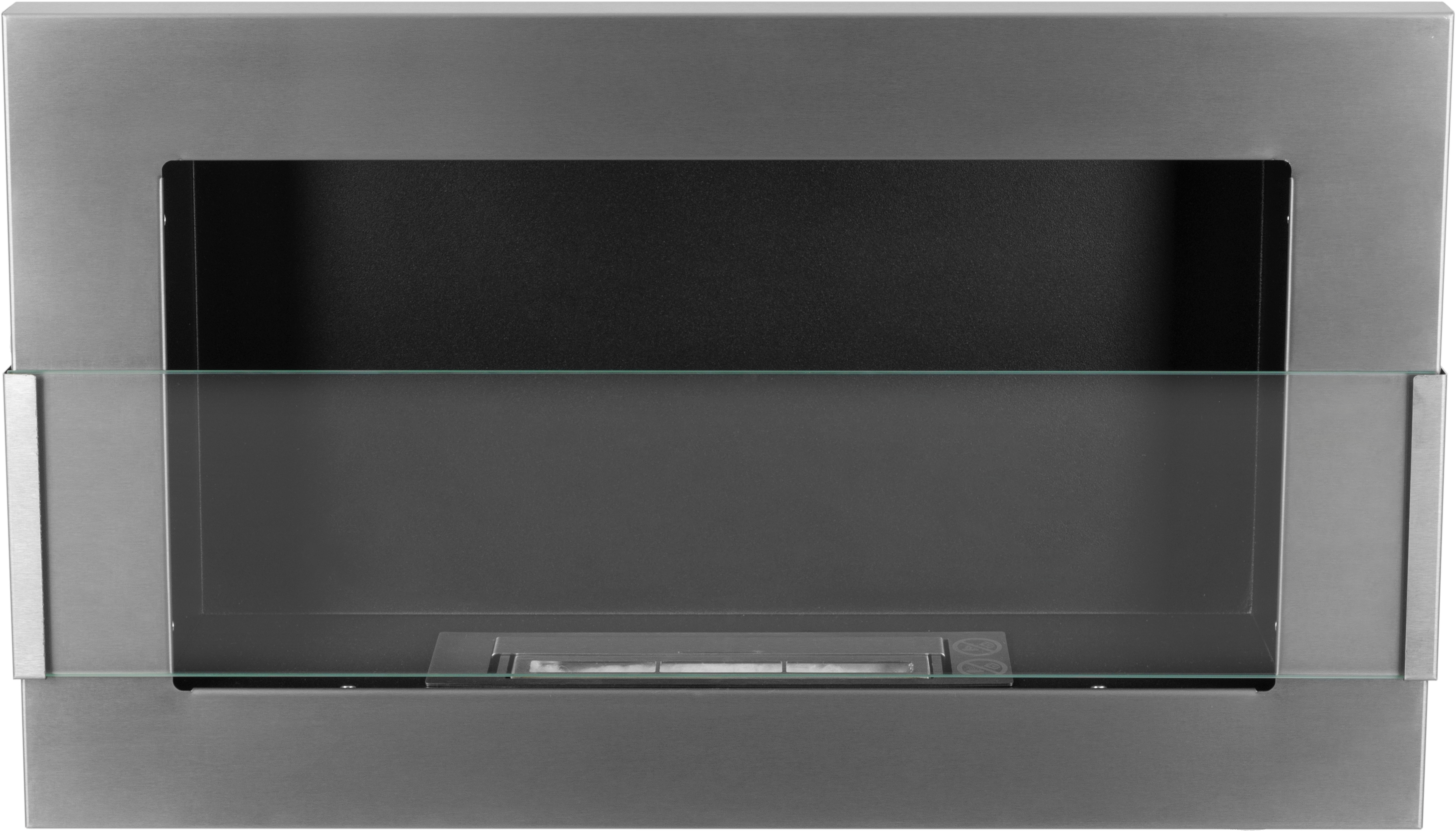 Campo24 gel and wall ethanol fireplace with safety glass, stainless steel, 65cm
