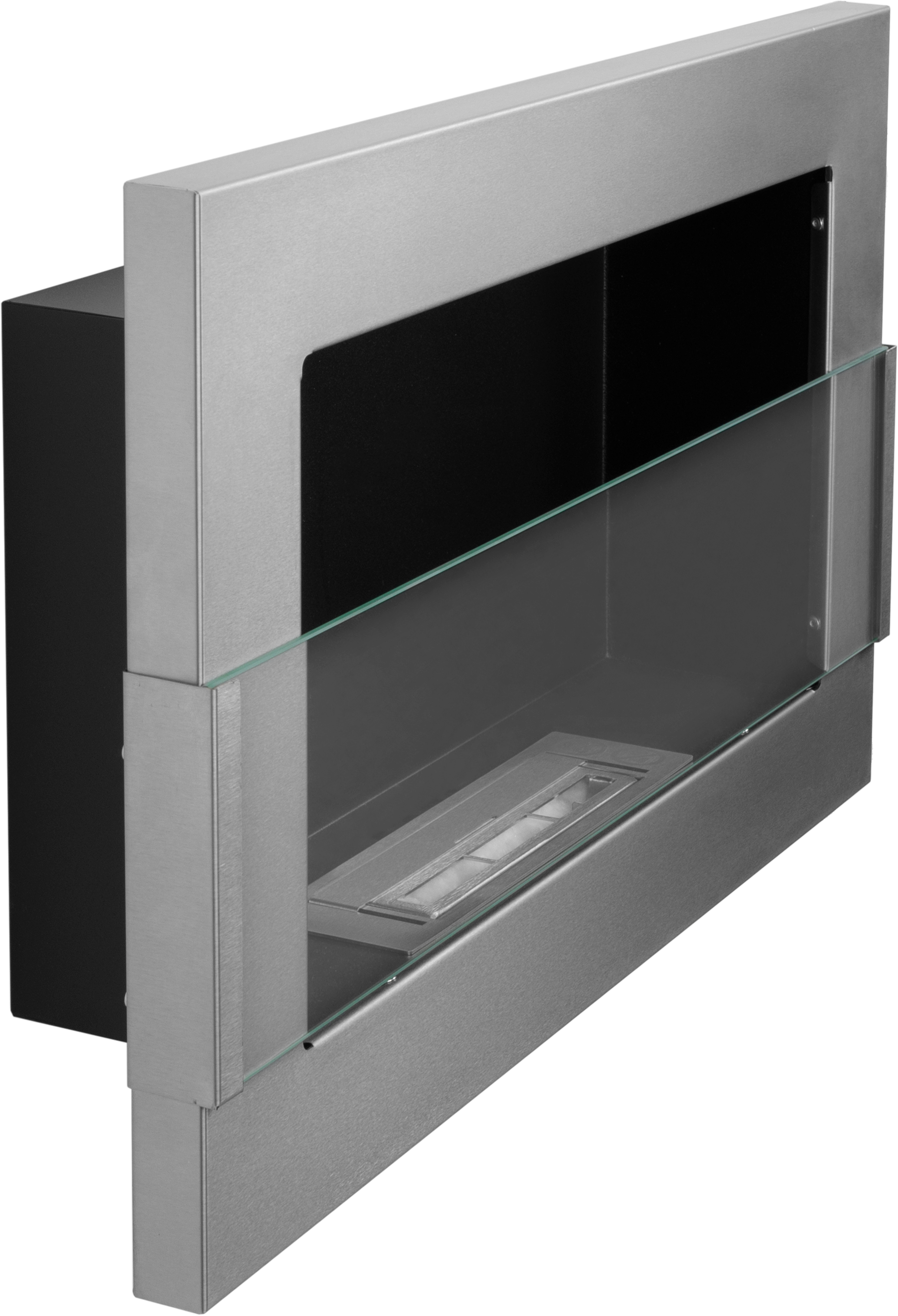 Campo24 gel and wall ethanol fireplace with safety glass, stainless steel, 65cm