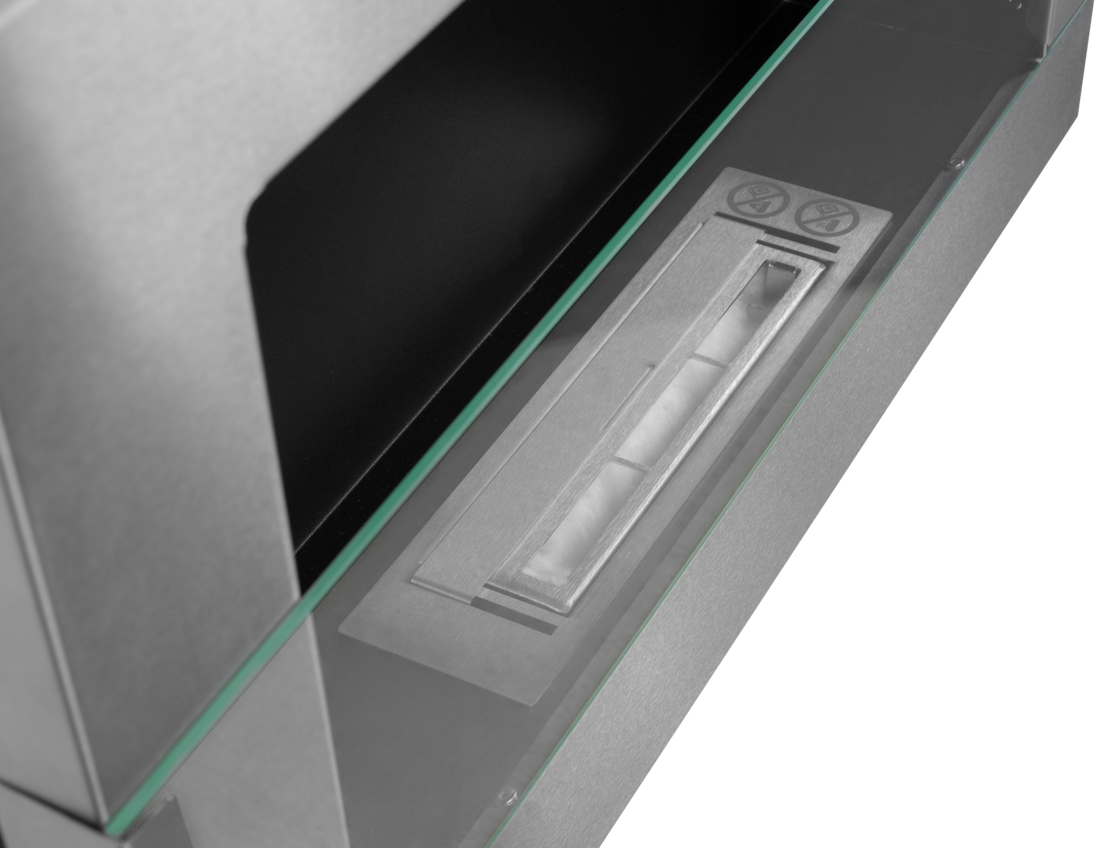 Campo24 gel and wall ethanol fireplace with safety glass, stainless steel, 65cm