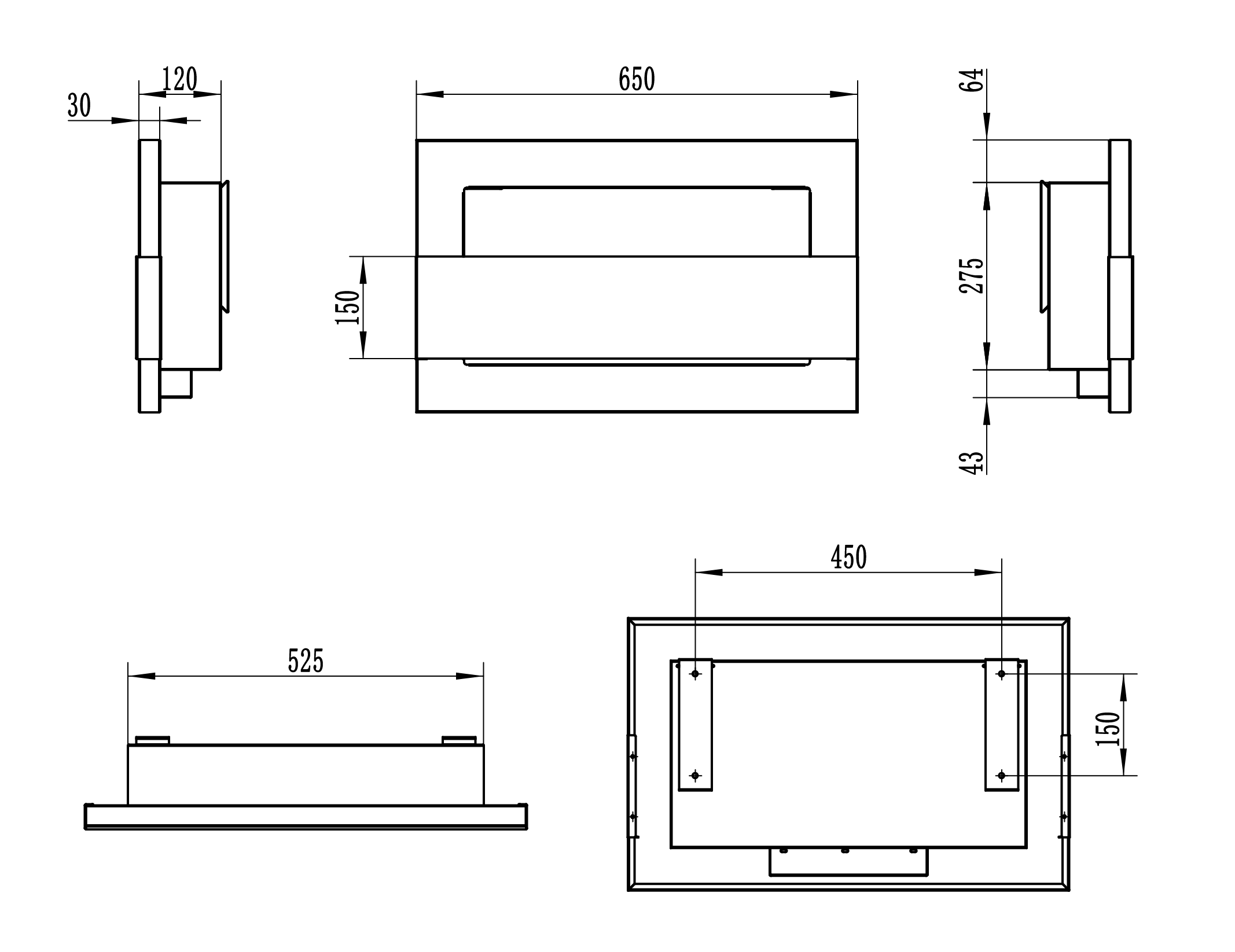 Campo24 - Gel &amp; Wall Ethanol Fireplace with Safety Glass - Gel Fireplace Ethanol Fireplace - White High Gloss - 65 cm