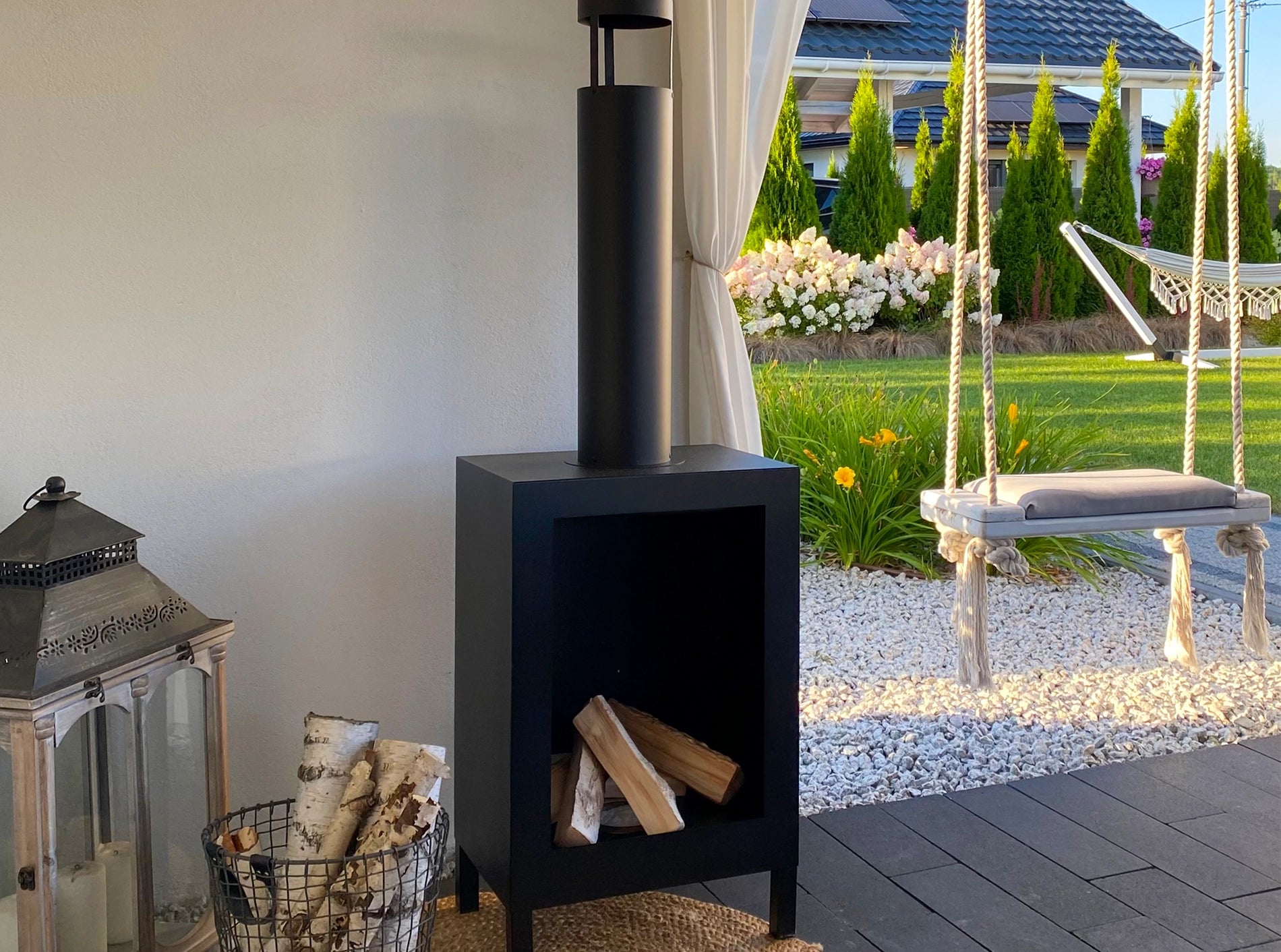 Campo24- Terrassenfeuer Standkamin Gartenkamin Terrassenkamin Feuerstelle Ethanolfeuer Bioethanolbrenner