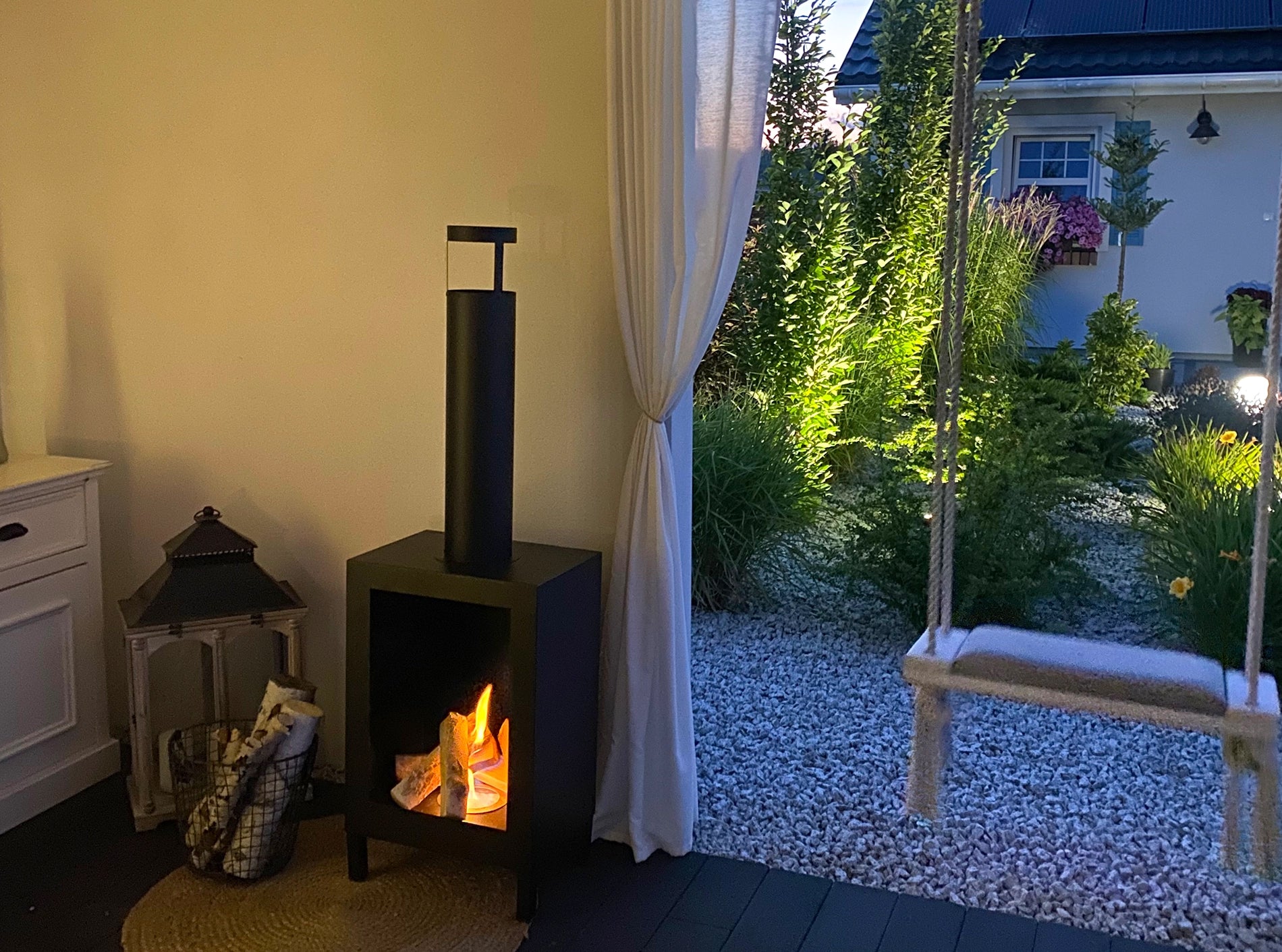 Campo24- Terrassenfeuer Standkamin Gartenkamin Terrassenkamin Feuerstelle Ethanolfeuer Bioethanolbrenner