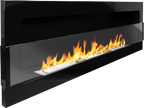 Campo24 Ethanolkamin Wandkamin 1200×400mm Schwarz hochglanz Kamin mit Sicherheitsglas im modern Design