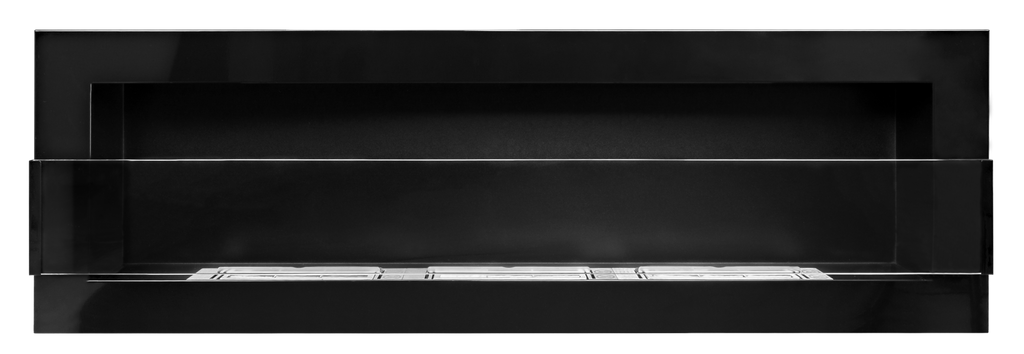 Campo24 Ethanolkamin Wandkamin 1200×400mm Schwarz hochglanz Kamin mit Sicherheitsglas im modern Design