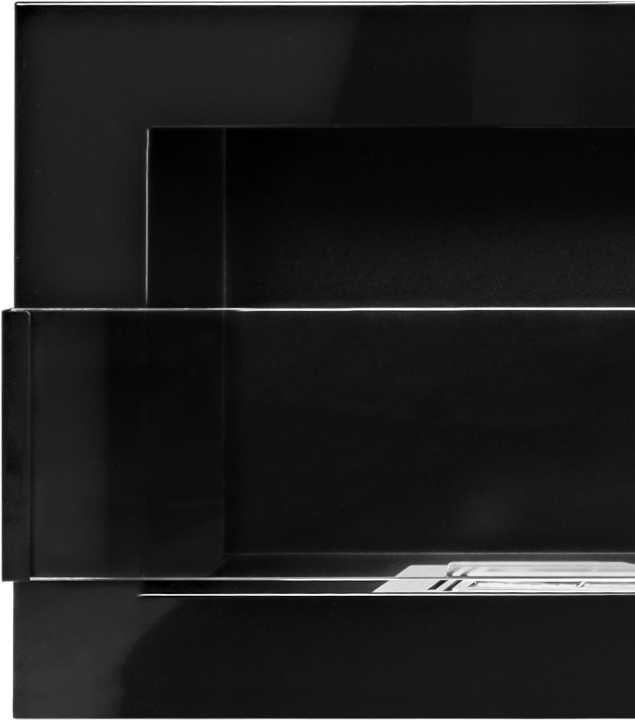 Campo24 Ethanolkamin Wandkamin 1200×400mm Schwarz hochglanz Kamin mit Sicherheitsglas im modern Design