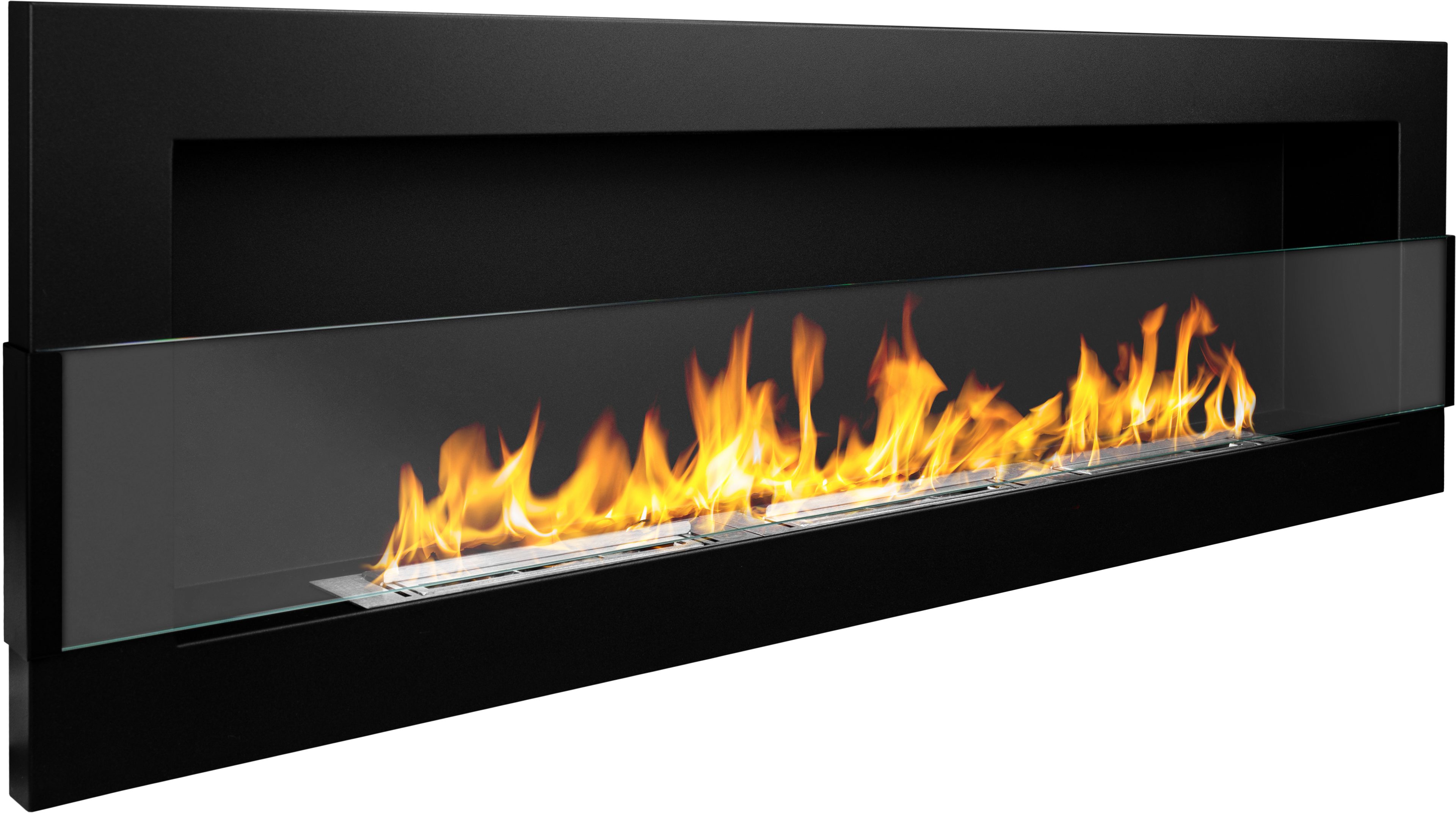 Campo24 Ethanolkamin Wandkamin 1200×400mm Schwarz matt Kamin mit Sicherheitsglas im modern Design