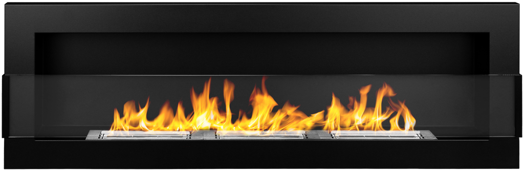 Campo24 Ethanolkamin Wandkamin 1200×400mm Schwarz matt Kamin mit Sicherheitsglas im modern Design