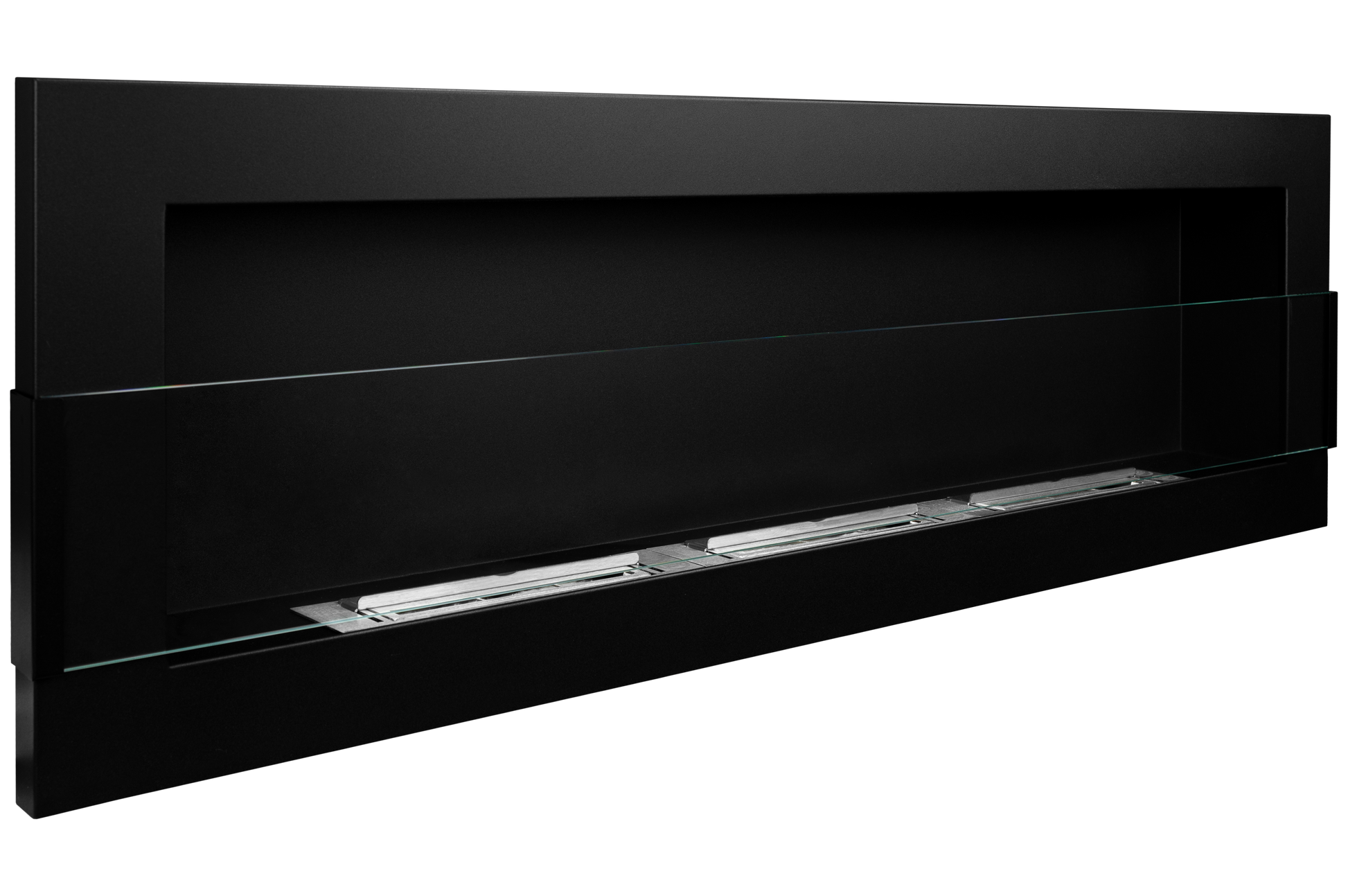 Campo24 Ethanolkamin Wandkamin 1200×400mm Schwarz matt Kamin mit Sicherheitsglas im modern Design