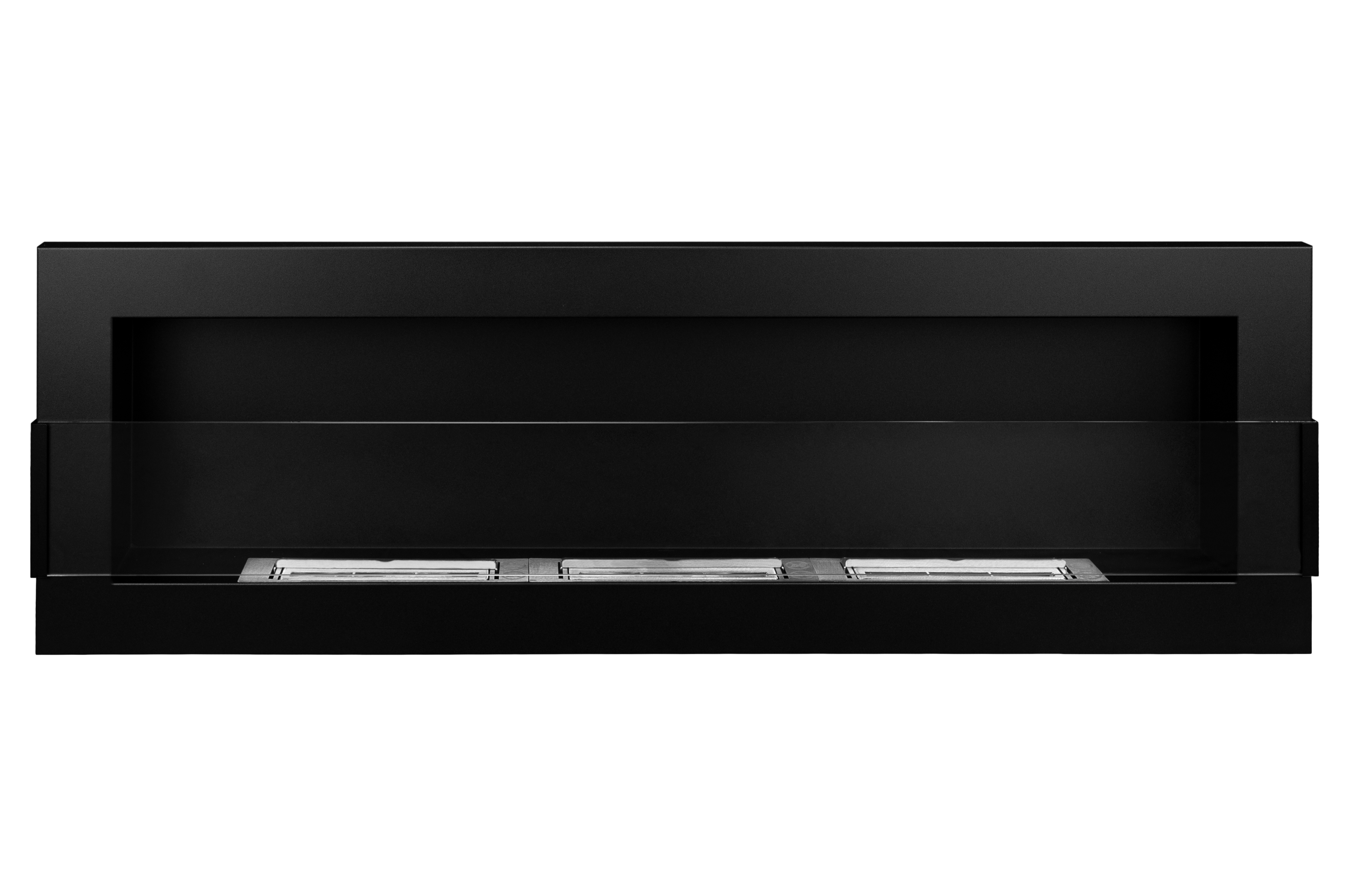 Campo24 Ethanolkamin Wandkamin 1200×400mm Schwarz matt Kamin mit Sicherheitsglas im modern Design