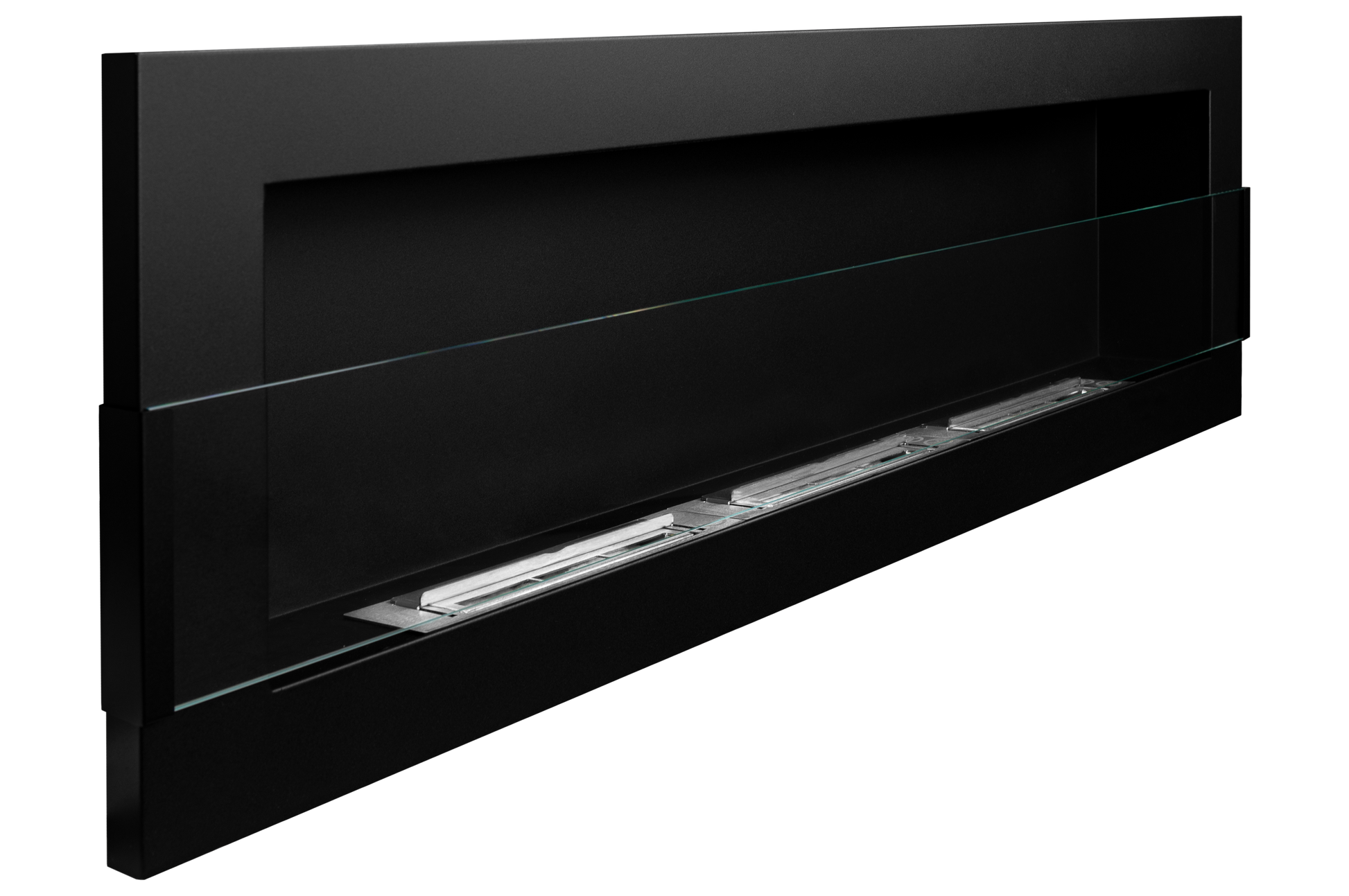 Campo24 Ethanolkamin Wandkamin 1200×400mm Schwarz matt Kamin mit Sicherheitsglas im modern Design
