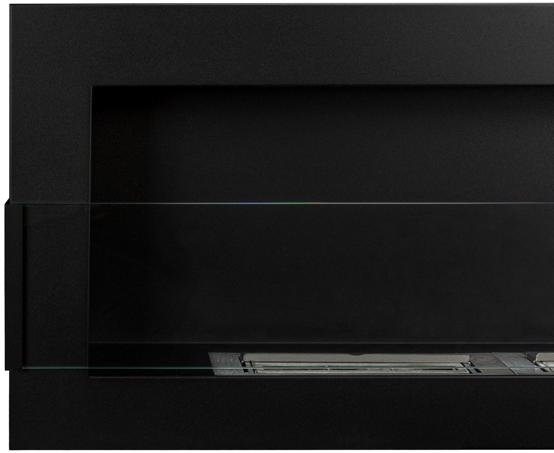 Campo24 Ethanolkamin Wandkamin 1200×400mm Schwarz matt Kamin mit Sicherheitsglas im modern Design