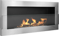 Campo24 Gel &amp; Wall Ethanol Fireplace with Safety Glass - Gel Fireplace Ethanol Fireplace - Stainless Steel - 90cm