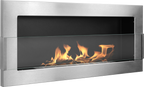 Campo24 Gel &amp; Wall Ethanol Fireplace with Safety Glass - Gel Fireplace Ethanol Fireplace - Stainless Steel - 90cm