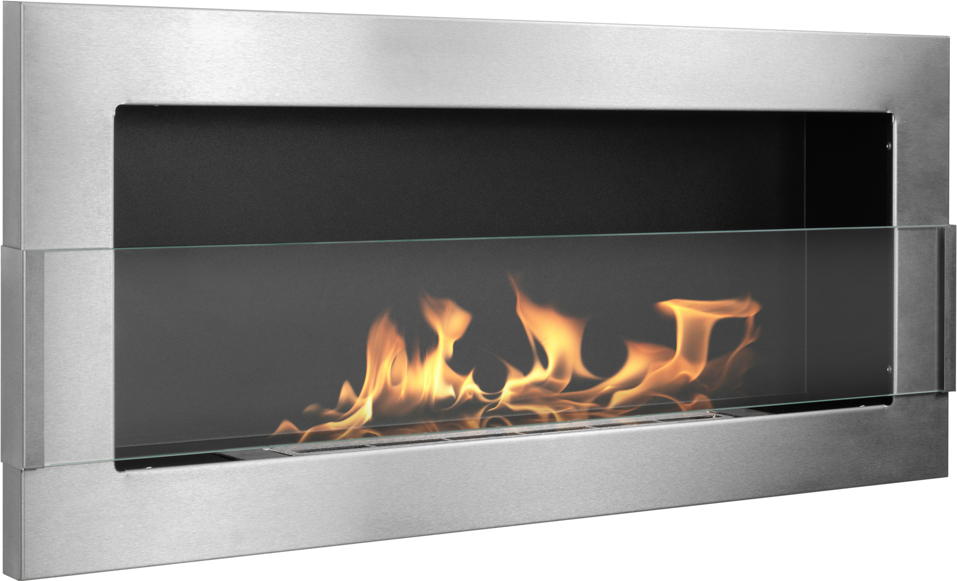 Campo24 Gel- & Wand-Ethanol - Kamin mit Sicherheitsglas - Gelkamin Ethanolkamin - Edelstahl - 90cm