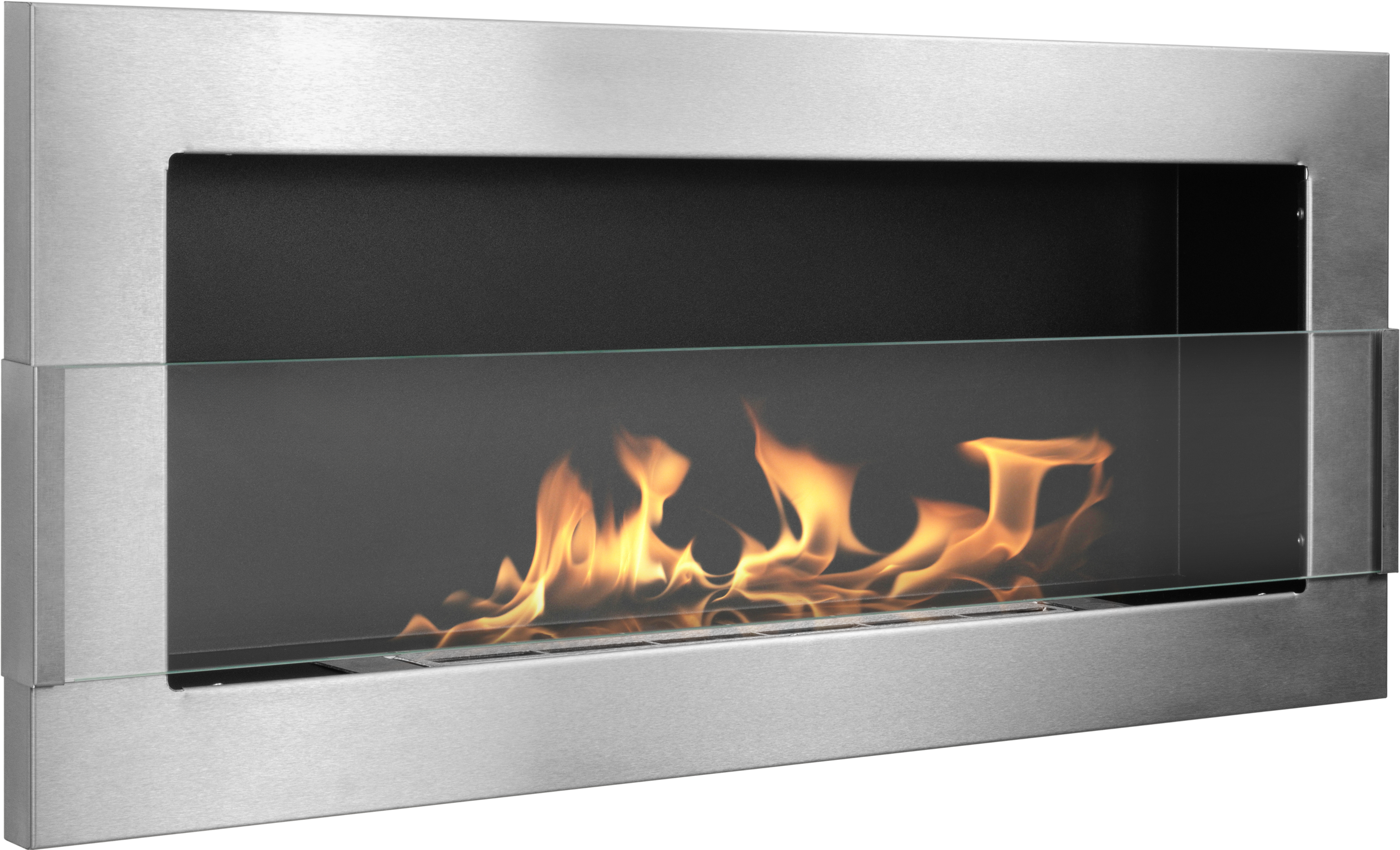 Campo24 Gel &amp; Wall Ethanol Fireplace with Safety Glass - Gel Fireplace Ethanol Fireplace - Stainless Steel - 90cm