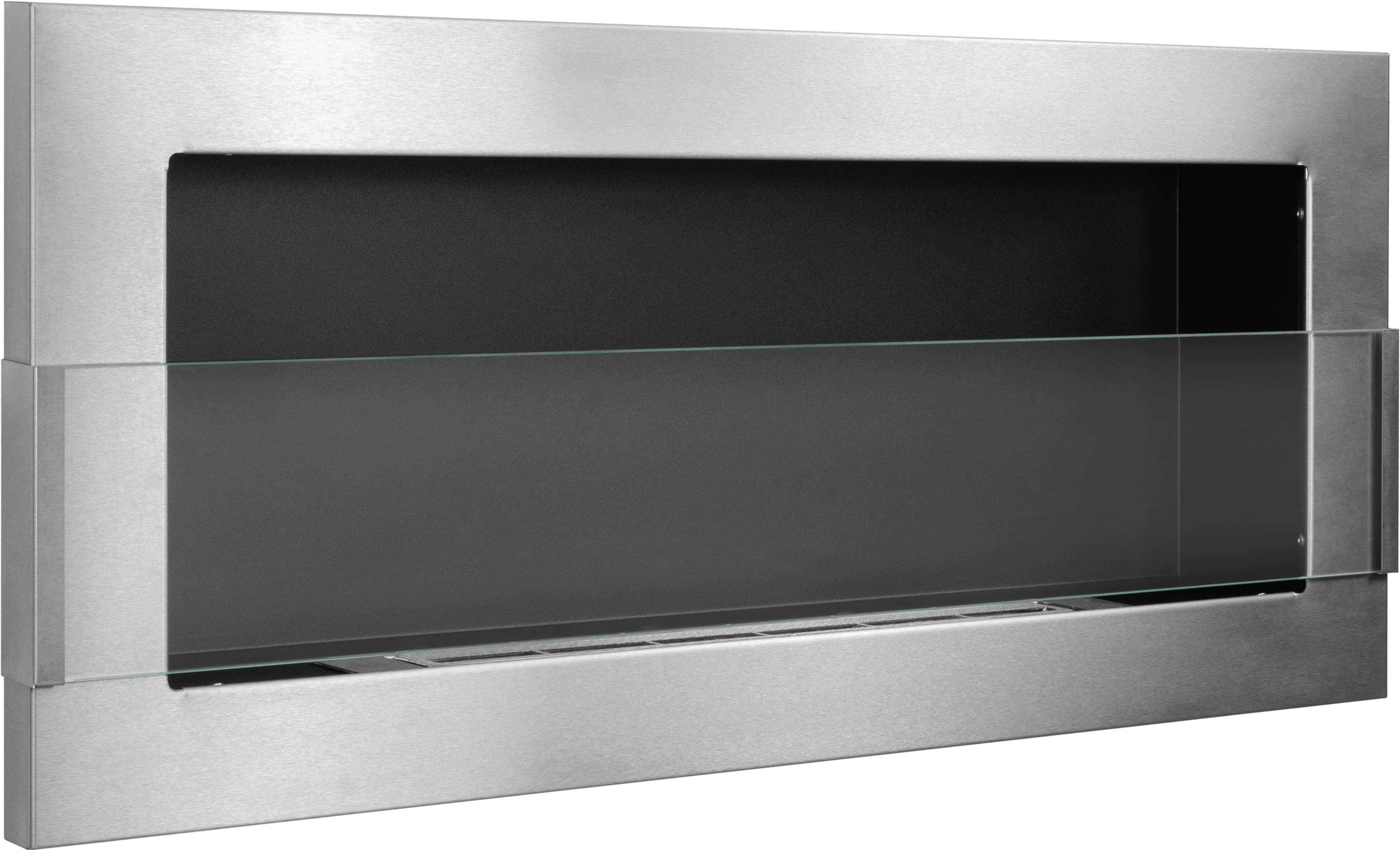 Campo24 Gel &amp; Wall Ethanol Fireplace with Safety Glass - Gel Fireplace Ethanol Fireplace - Stainless Steel - 90cm