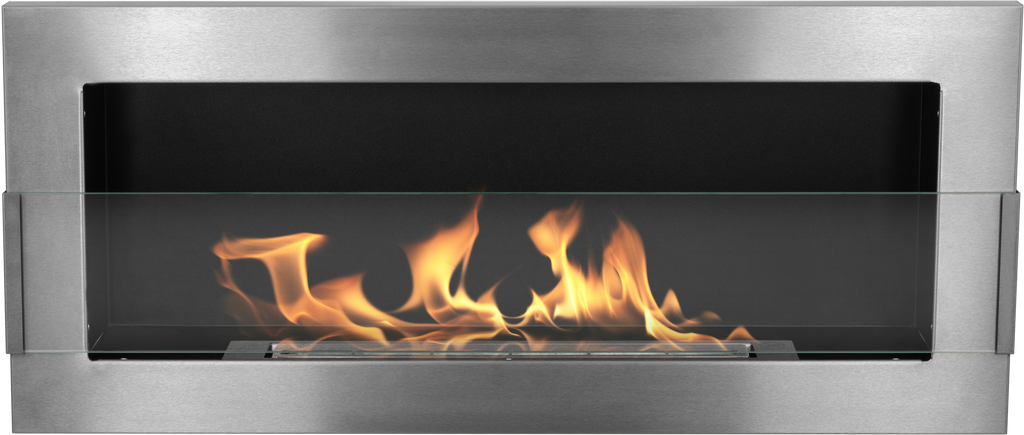 Campo24 Gel- & Wand-Ethanol - Kamin mit Sicherheitsglas - Gelkamin Ethanolkamin - Edelstahl - 90cm