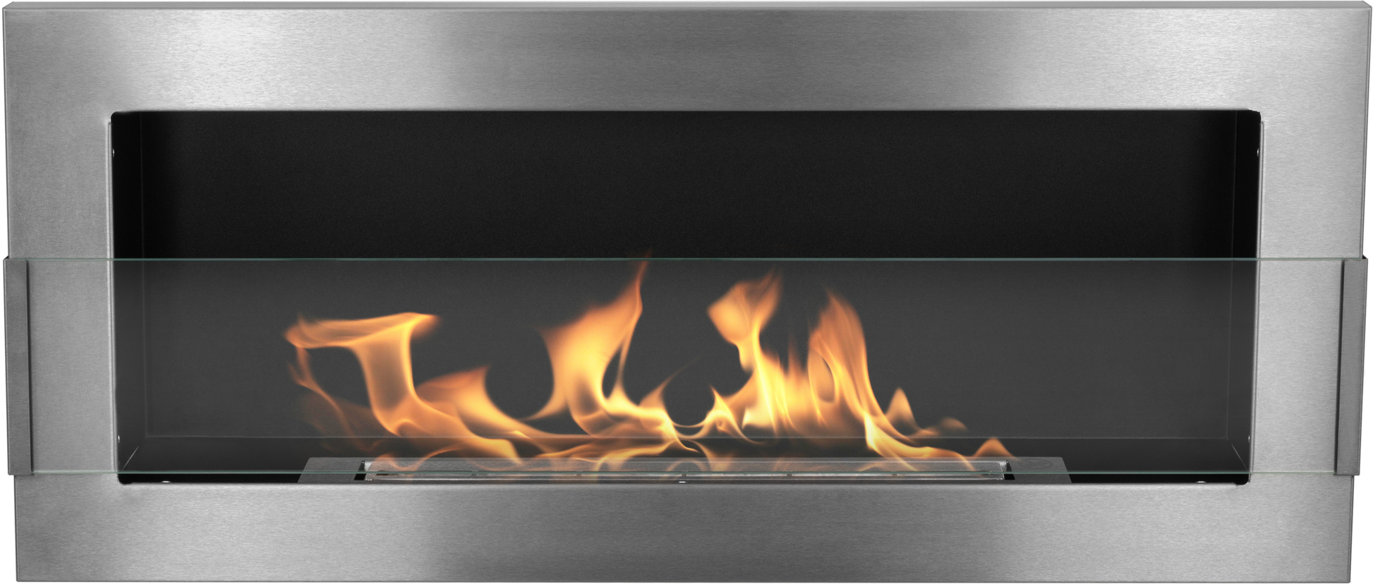 Campo24 Gel- & Wand-Ethanol - Kamin mit Sicherheitsglas - Gelkamin Ethanolkamin - Edelstahl - 90cm