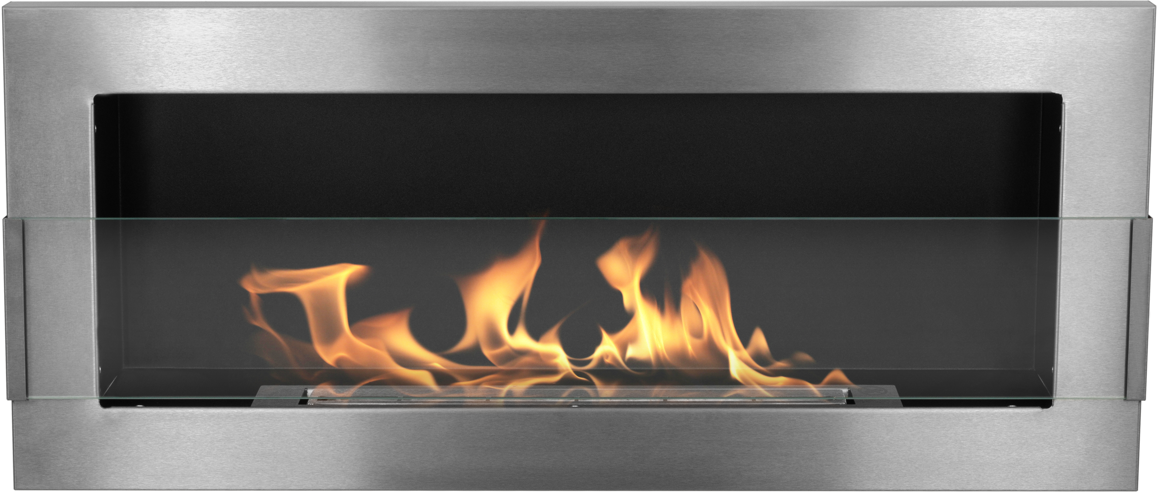 Campo24 Gel &amp; Wall Ethanol Fireplace with Safety Glass - Gel Fireplace Ethanol Fireplace - Stainless Steel - 90cm
