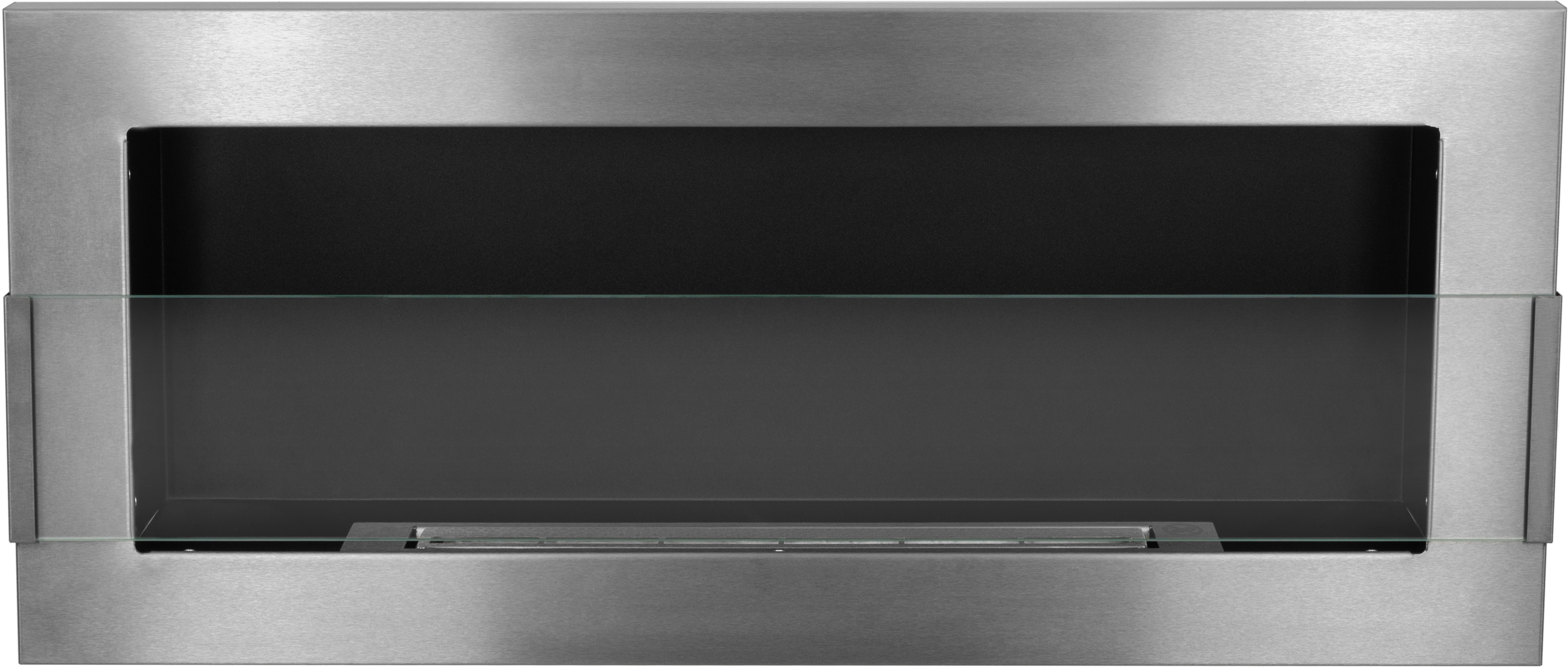Campo24 Gel &amp; Wall Ethanol Fireplace with Safety Glass - Gel Fireplace Ethanol Fireplace - Stainless Steel - 90cm