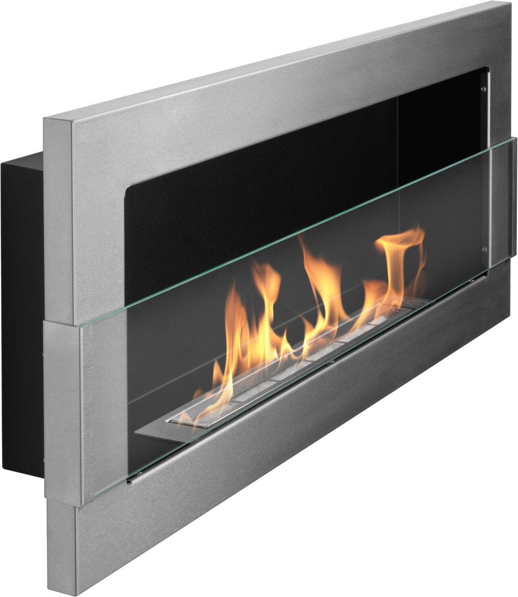 Campo24 Gel- & Wand-Ethanol - Kamin mit Sicherheitsglas - Gelkamin Ethanolkamin - Edelstahl - 90cm