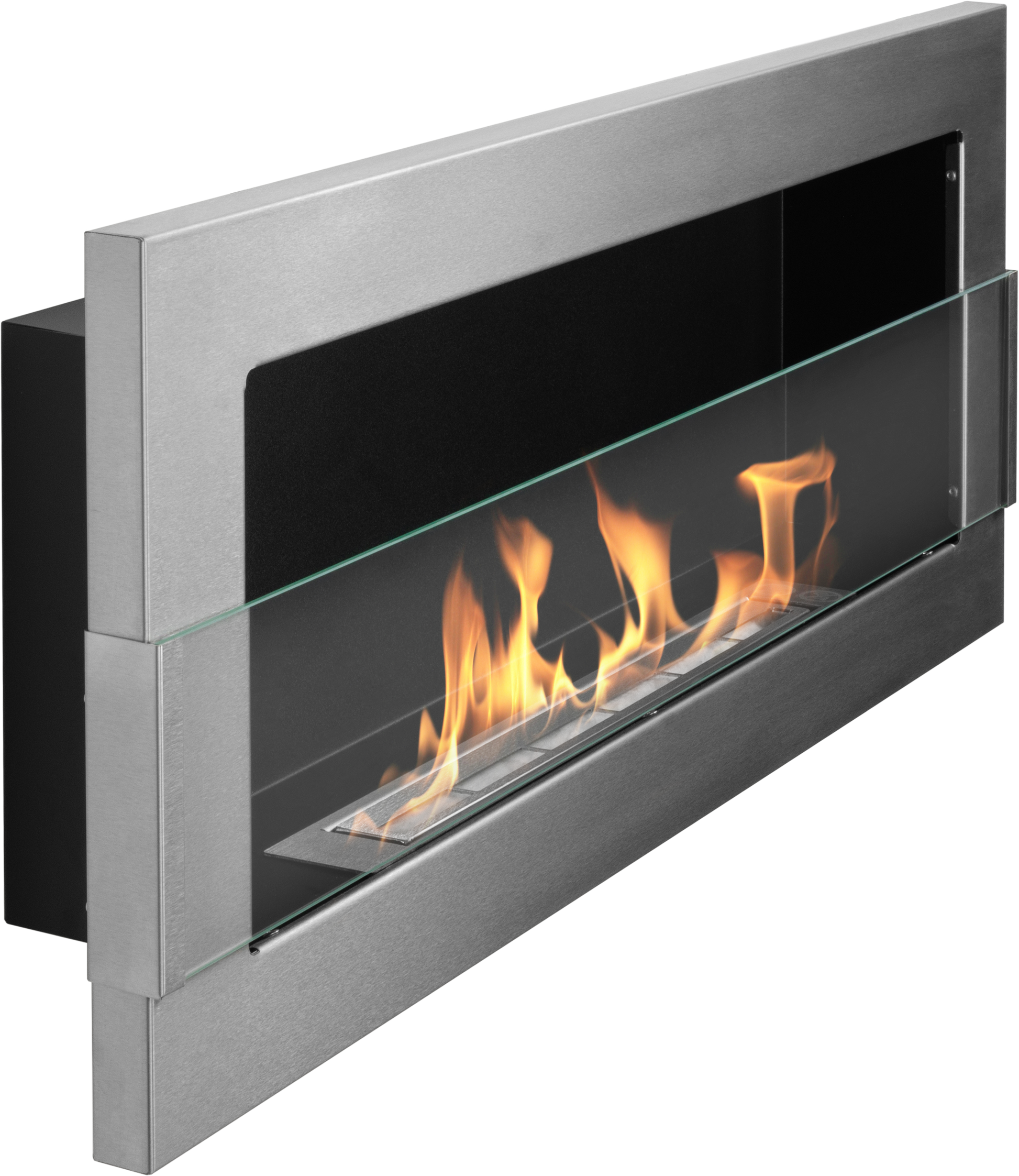 Campo24 Gel- & Wand-Ethanol - Kamin mit Sicherheitsglas - Gelkamin Ethanolkamin - Edelstahl - 90cm