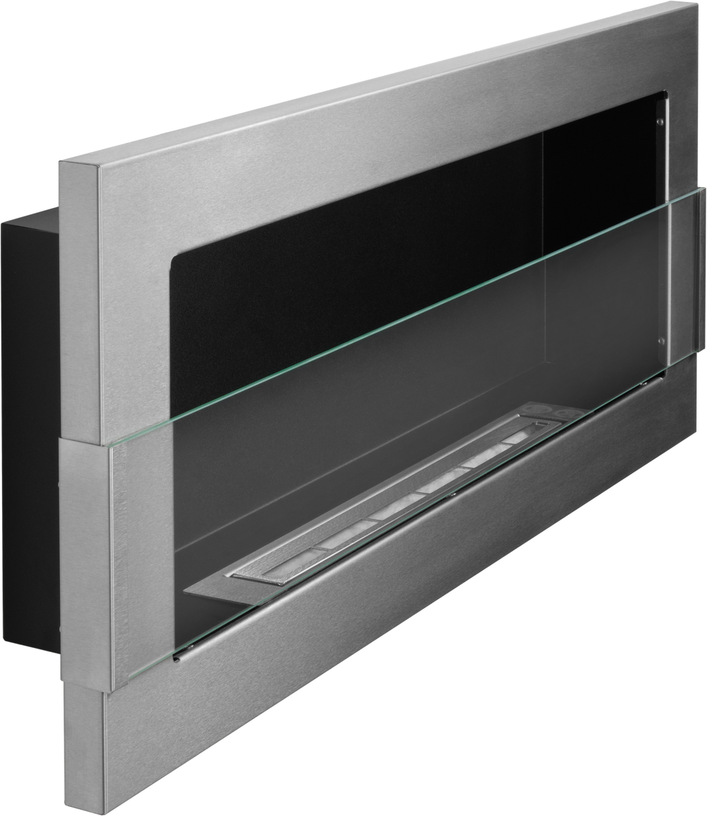Campo24 Gel- & Wand-Ethanol - Kamin mit Sicherheitsglas - Gelkamin Ethanolkamin - Edelstahl - 90cm