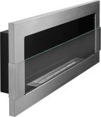 Campo24 Gel &amp; Wall Ethanol Fireplace with Safety Glass - Gel Fireplace Ethanol Fireplace - Stainless Steel - 90cm