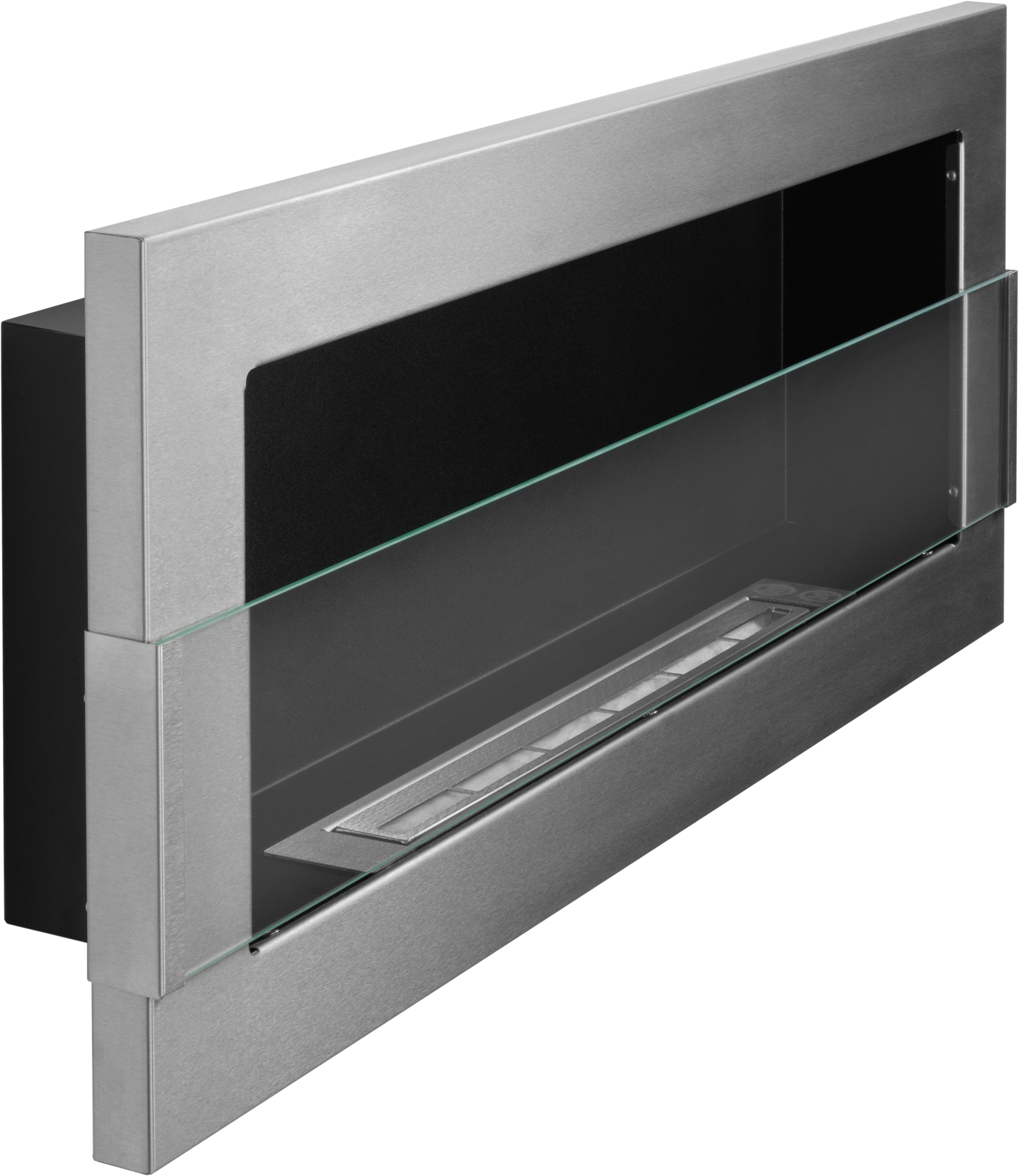 Campo24 Gel &amp; Wall Ethanol Fireplace with Safety Glass - Gel Fireplace Ethanol Fireplace - Stainless Steel - 90cm