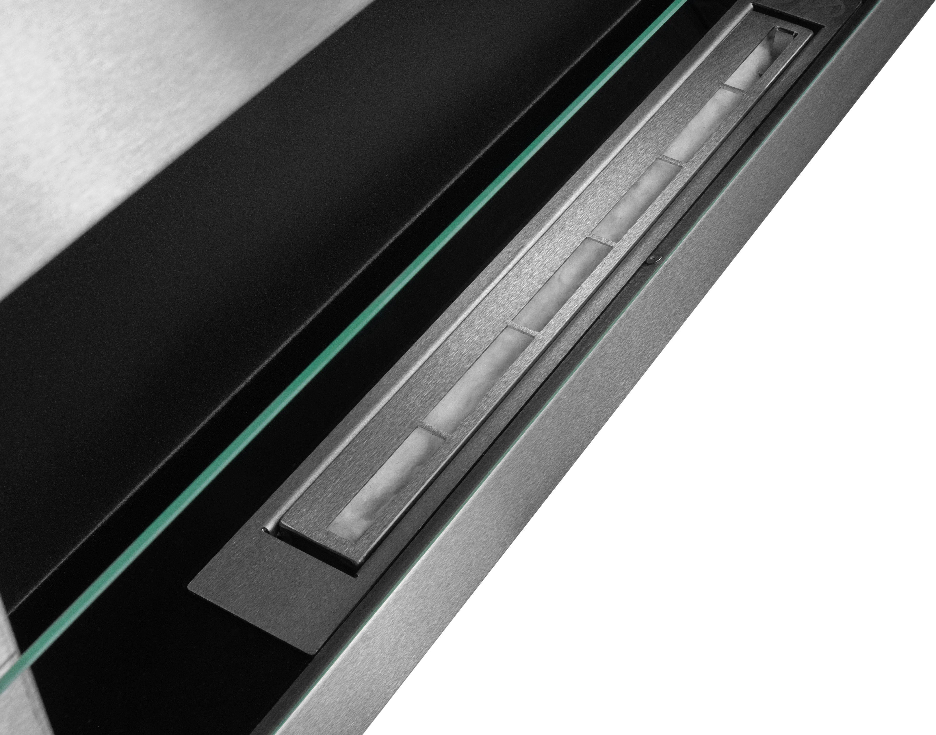 Campo24 Gel &amp; Wall Ethanol Fireplace with Safety Glass - Gel Fireplace Ethanol Fireplace - Stainless Steel - 90cm