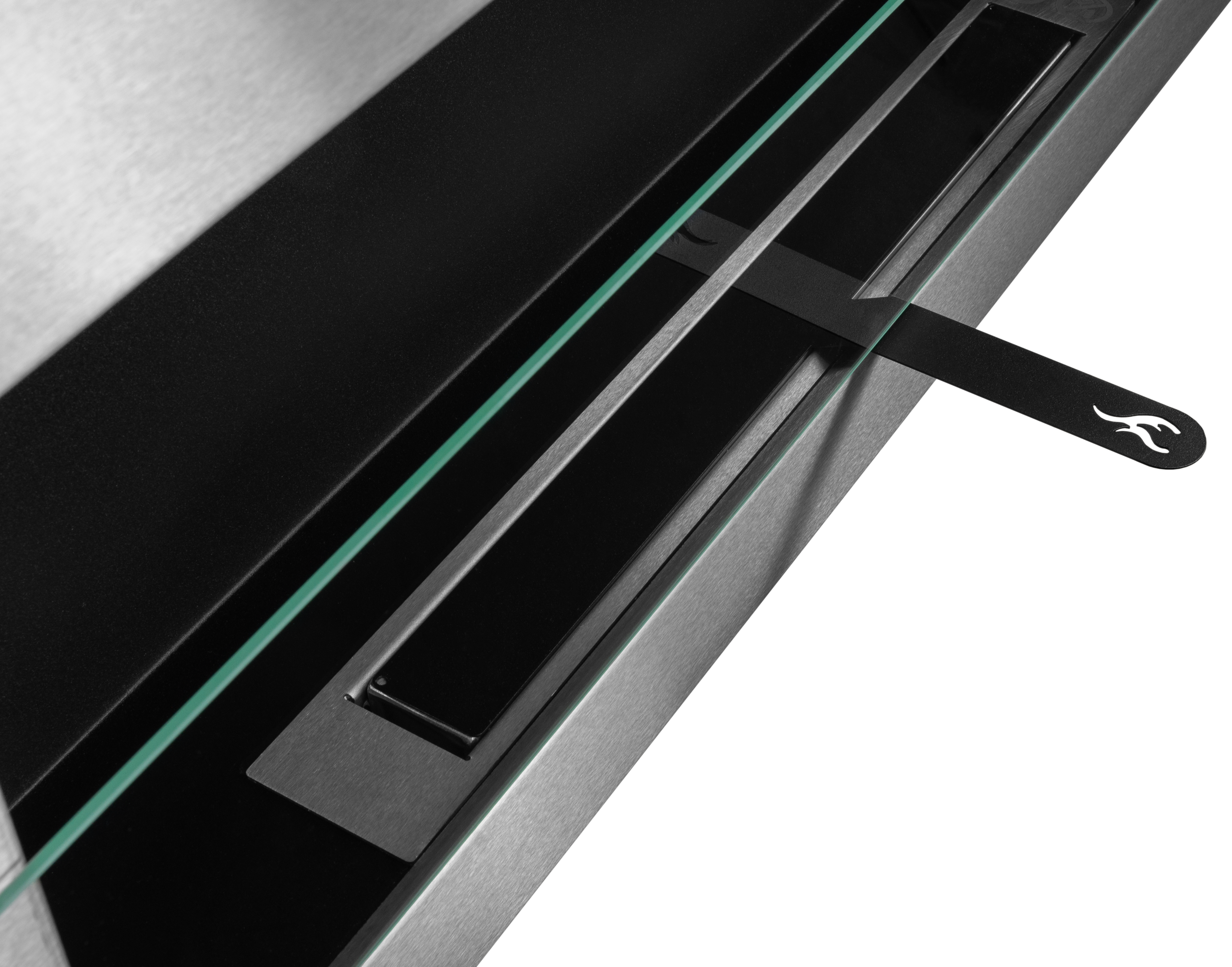 Campo24 Gel &amp; Wall Ethanol Fireplace with Safety Glass - Gel Fireplace Ethanol Fireplace - Stainless Steel - 90cm