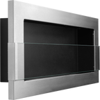 Campo24 Gel &amp; Wall Ethanol Fireplace with Safety Glass - Gel Fireplace Ethanol Fireplace - Stainless Steel - 90cm