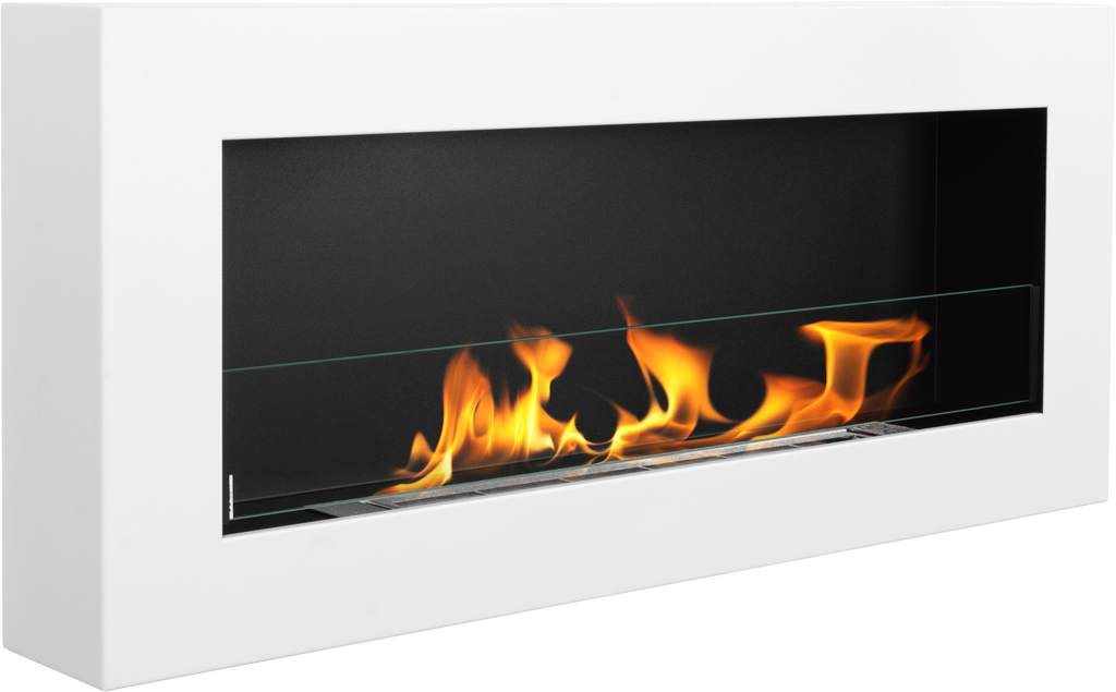 Campo24 Ethanolkamin Premium-Wandkamin 900×400mm weiß matt Kamin Sicherheitsglas modern
